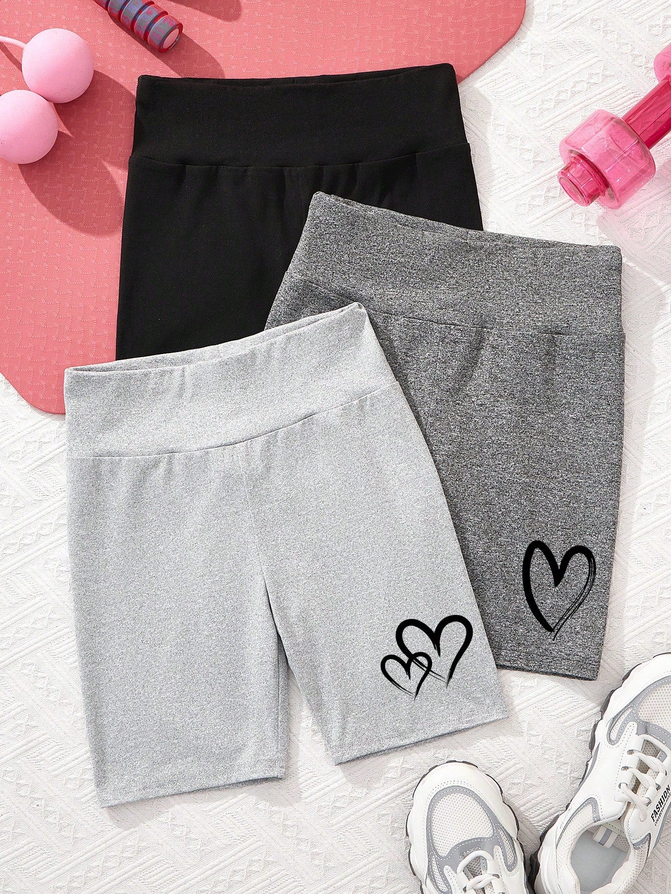 Tween Girl Casual Simple Heart Pattern Leggings Suitable For Spring And Summer