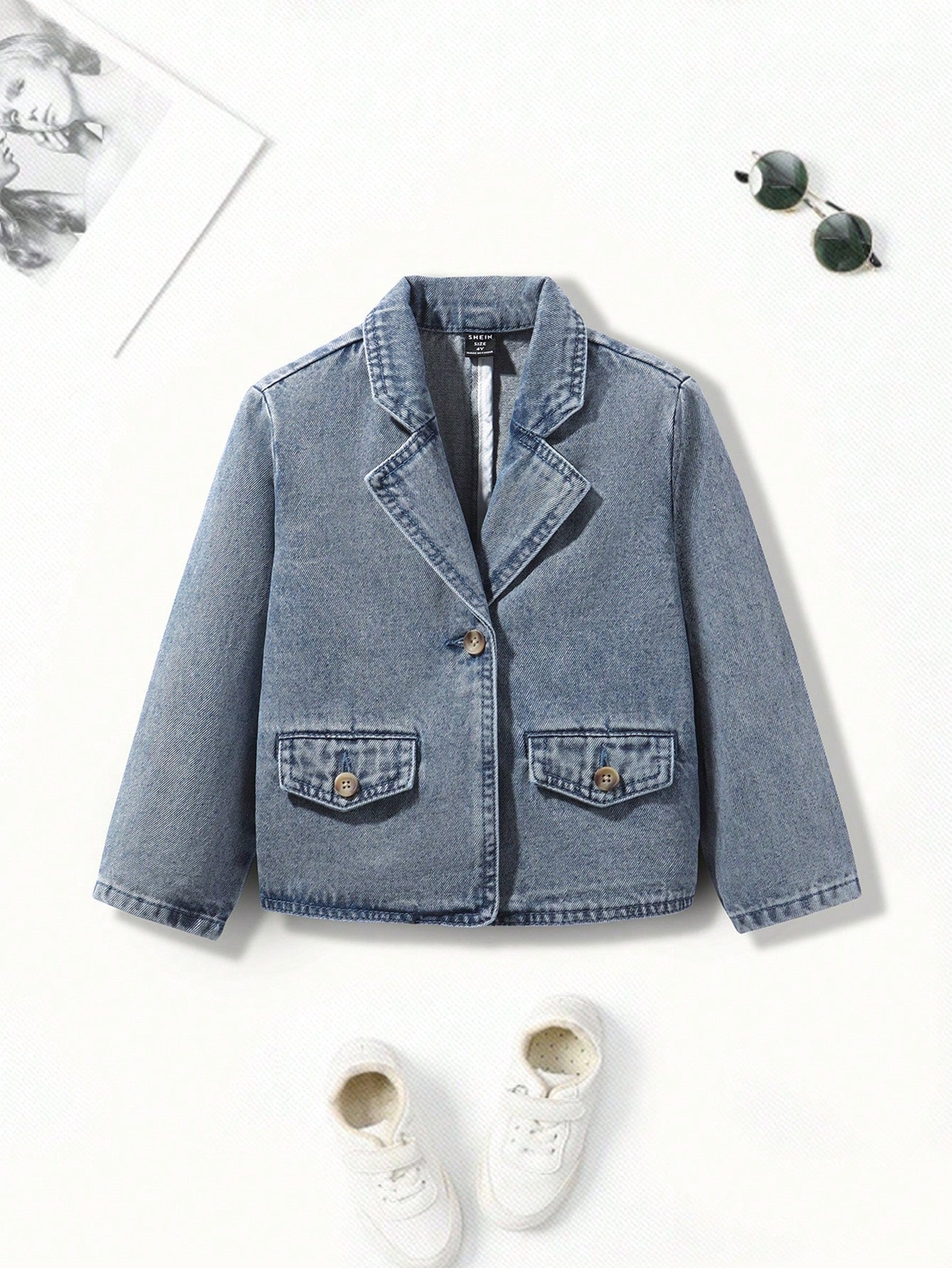 Handsome Boy Stir-Fry Flower Minimalist Style Fashion Denim Jacket.