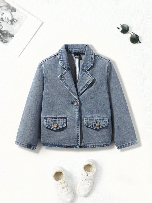 Handsome Boy Stir-Fry Flower Minimalist Style Fashion Denim Jacket.