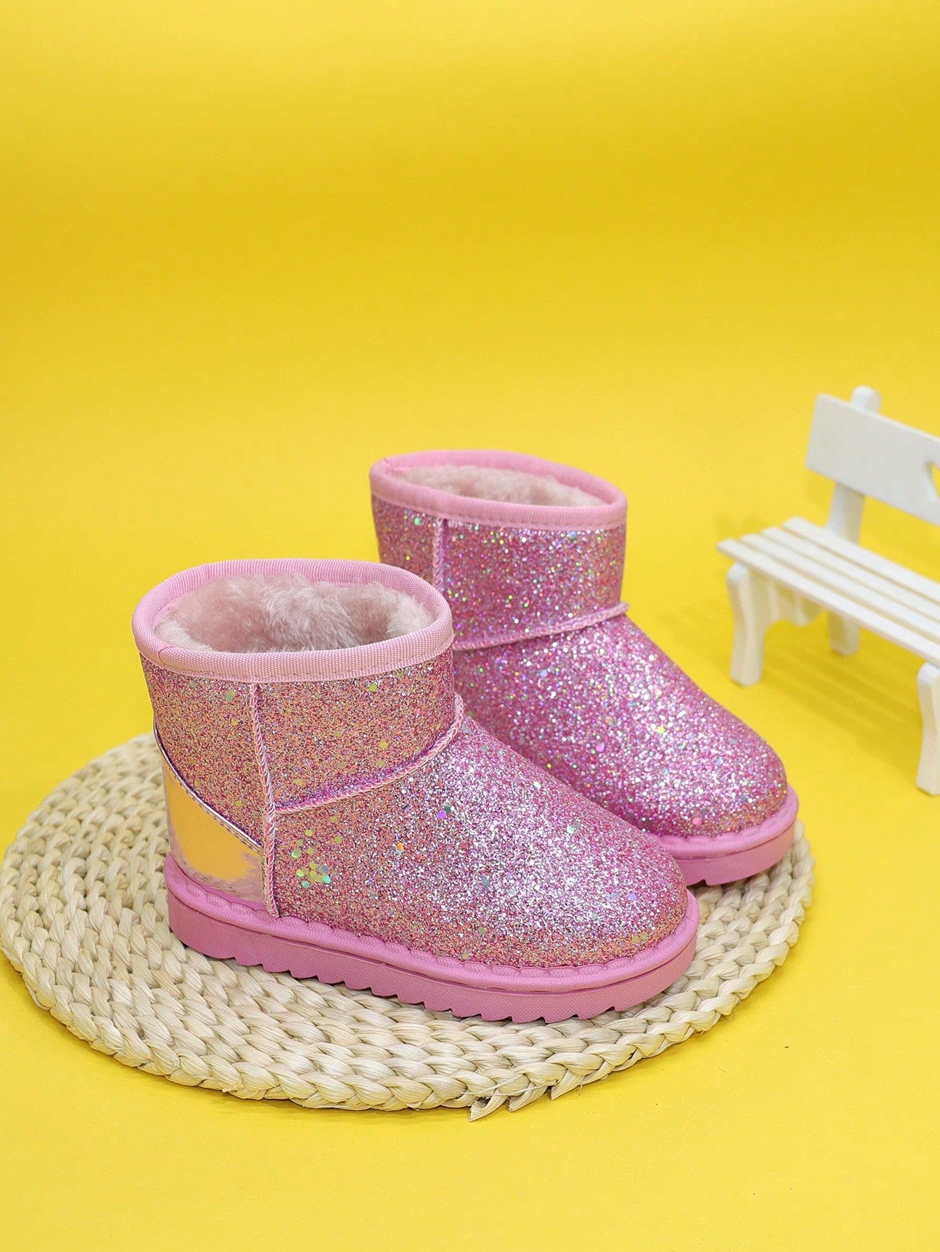 Autumn/Winter Children's Short Boots For Girls, Little/Big Kids' Warm Snow Boots, Glitter Boots, Thickened Baby/Toddler/Big Kid Booties