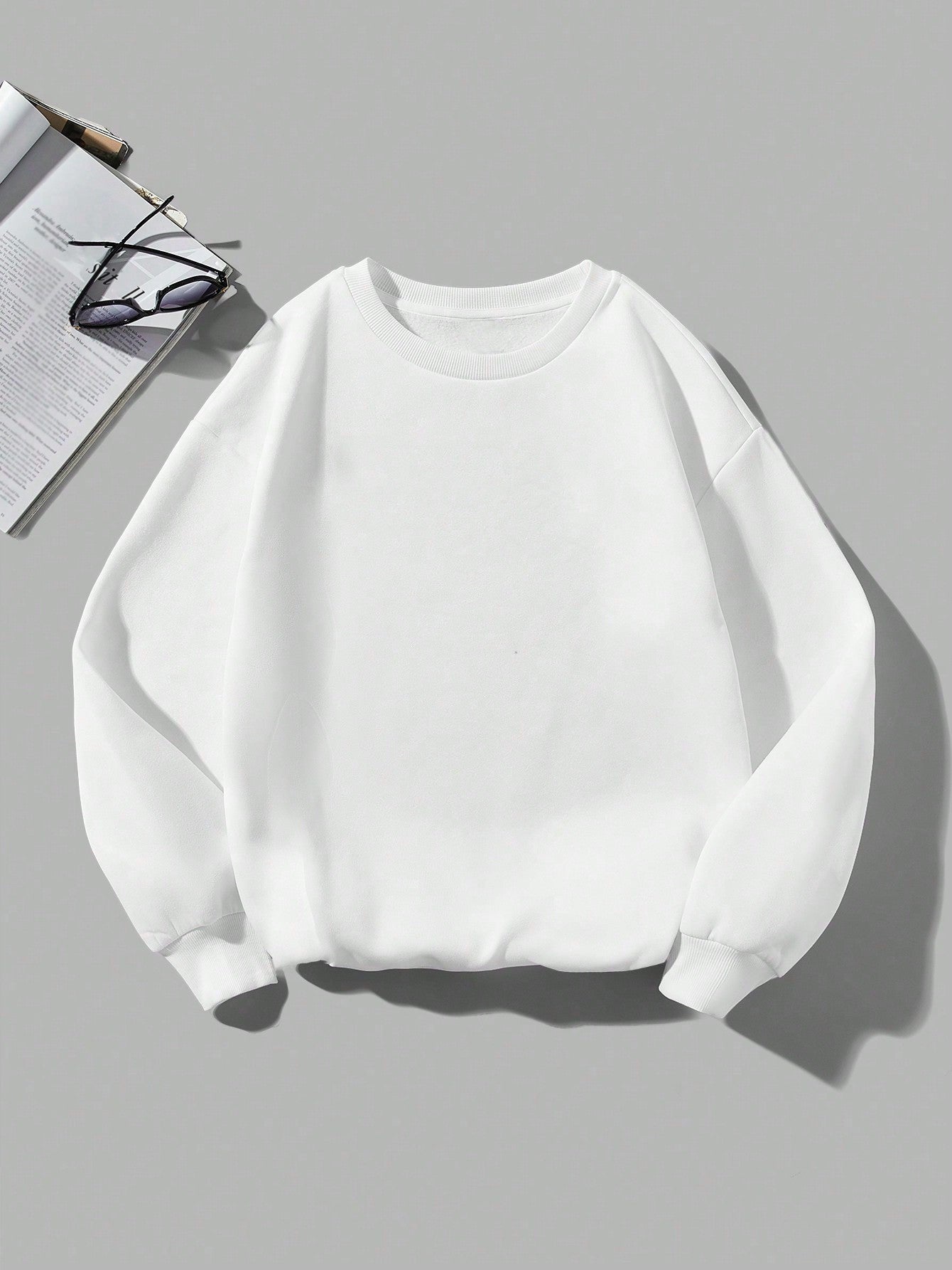 Solid Drop Shoulder Thermal Lined Sweatshirt