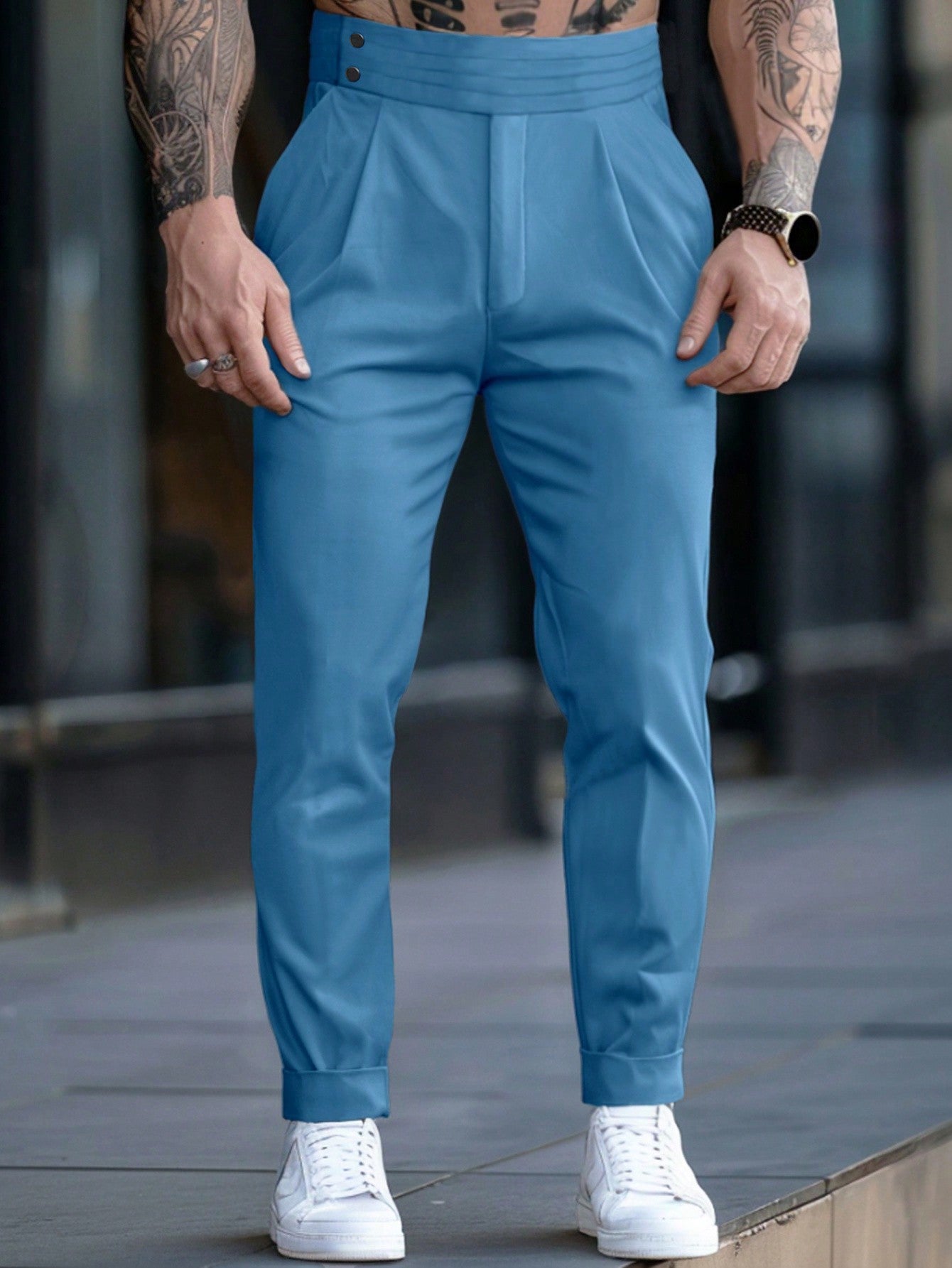 Men's Pleated Simple Daily Wear Casual Dress Pants