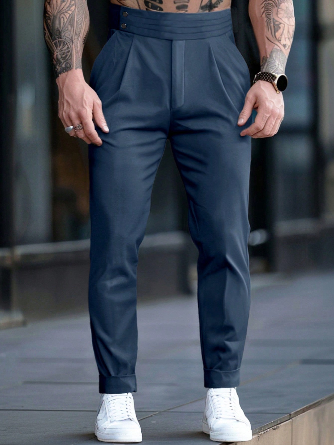 Men's Pleated Simple Daily Wear Casual Dress Pants