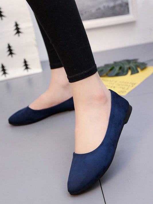 Flat Slip-On Loafers, Spring/Autumn New Shallow Mouth Soft Bottom Pointed Toe Anti-Skid Casual Fashion Mommy Shoes