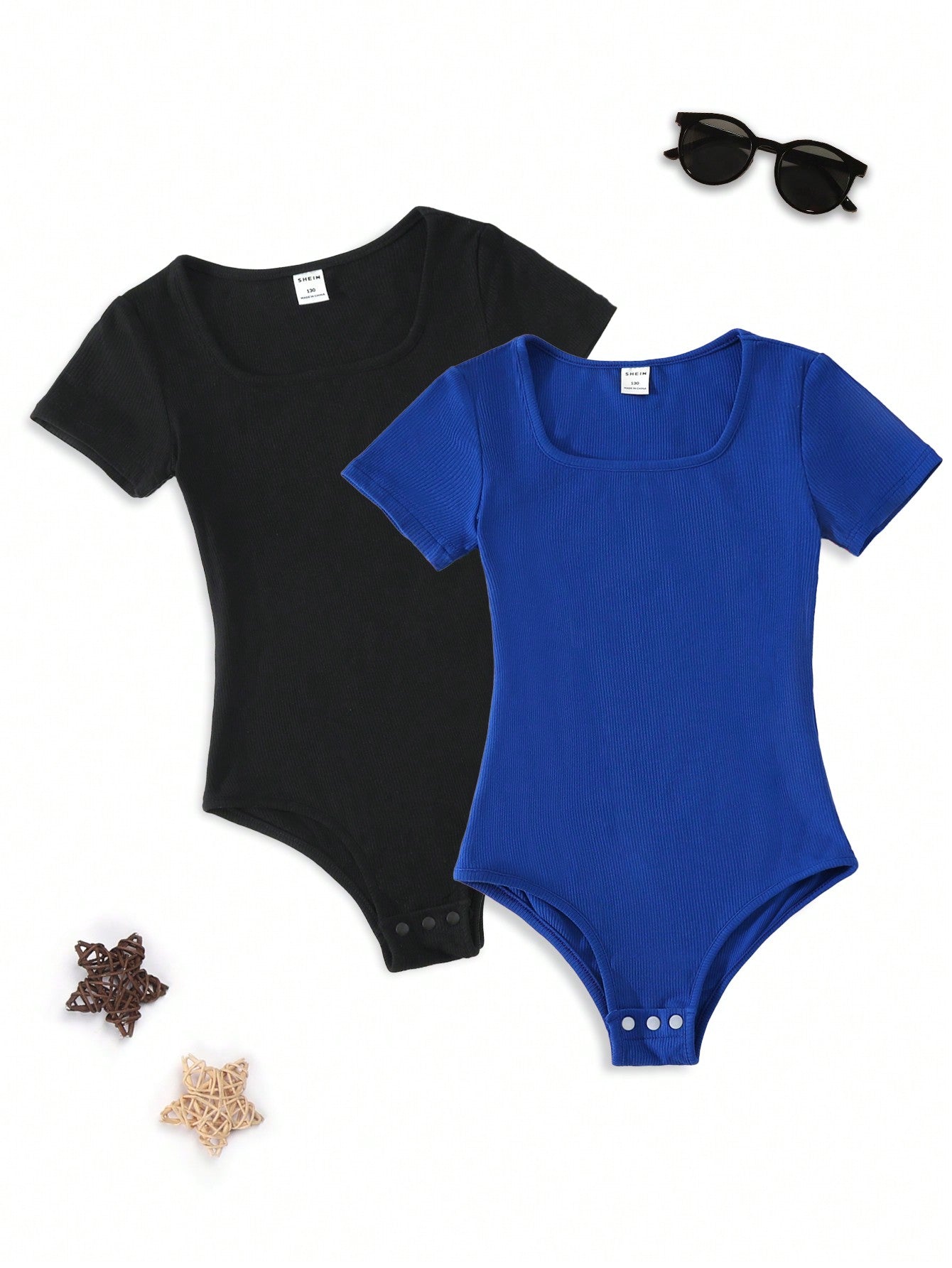 Tween Girl Square Neck Ribbed Knit Bodysuit