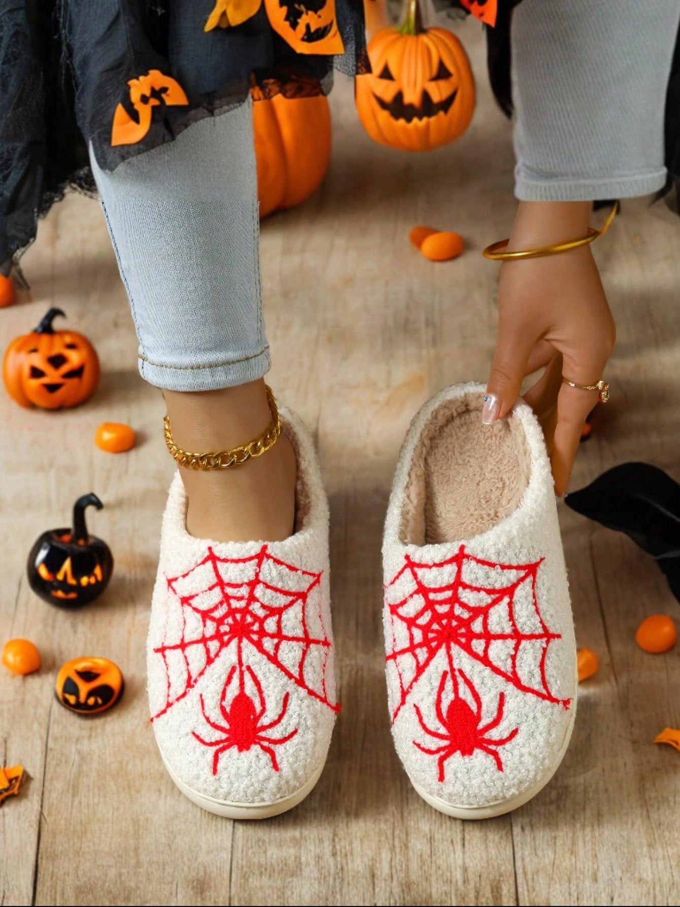 Halloween Limited Edition Funny & Scary Spider Web Atmosphere Unisex Slippers