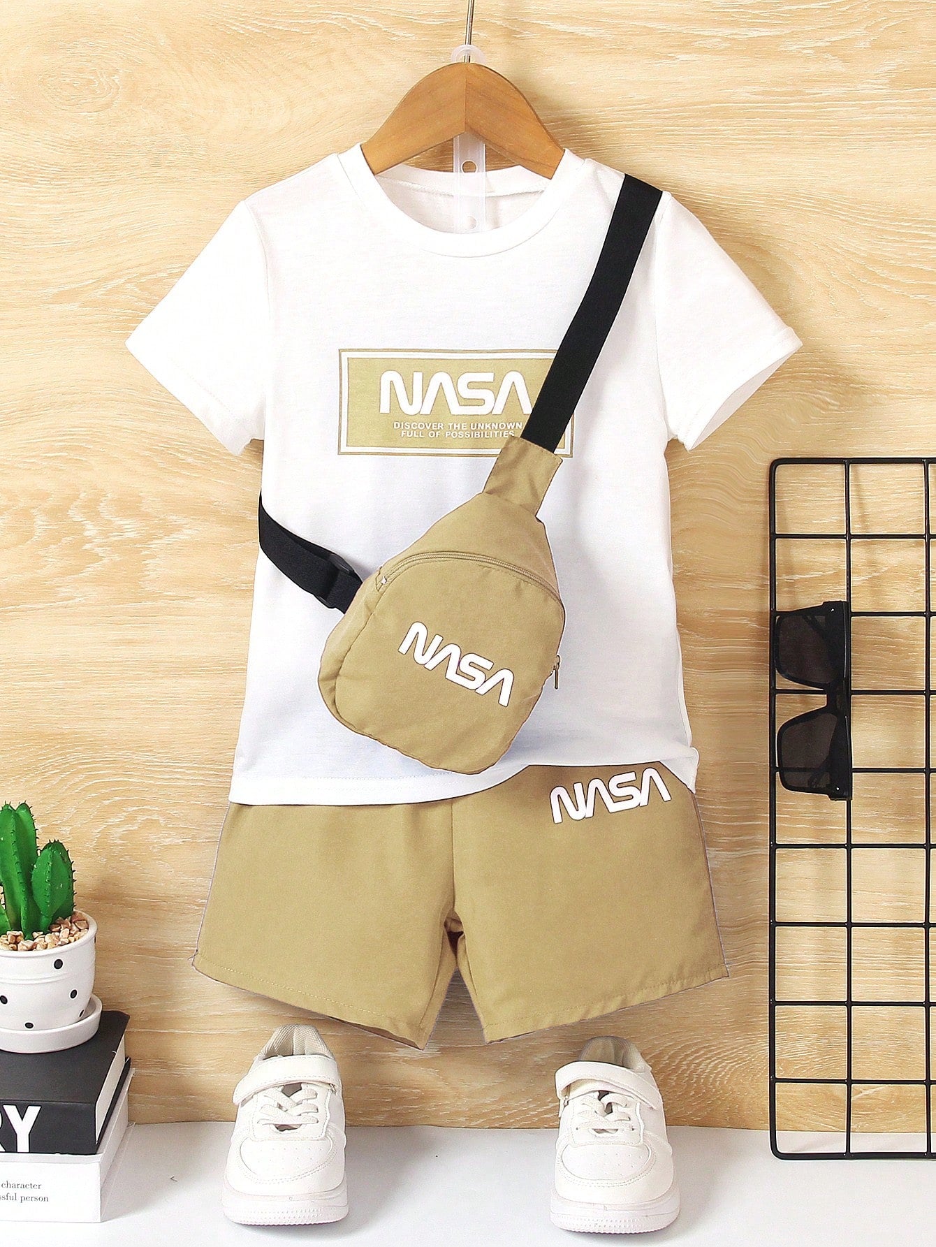 Young Boy 3pcs/Set T-Shirt+Shorts+Backpack Casual Sporty Fashion Streetwear Outfits