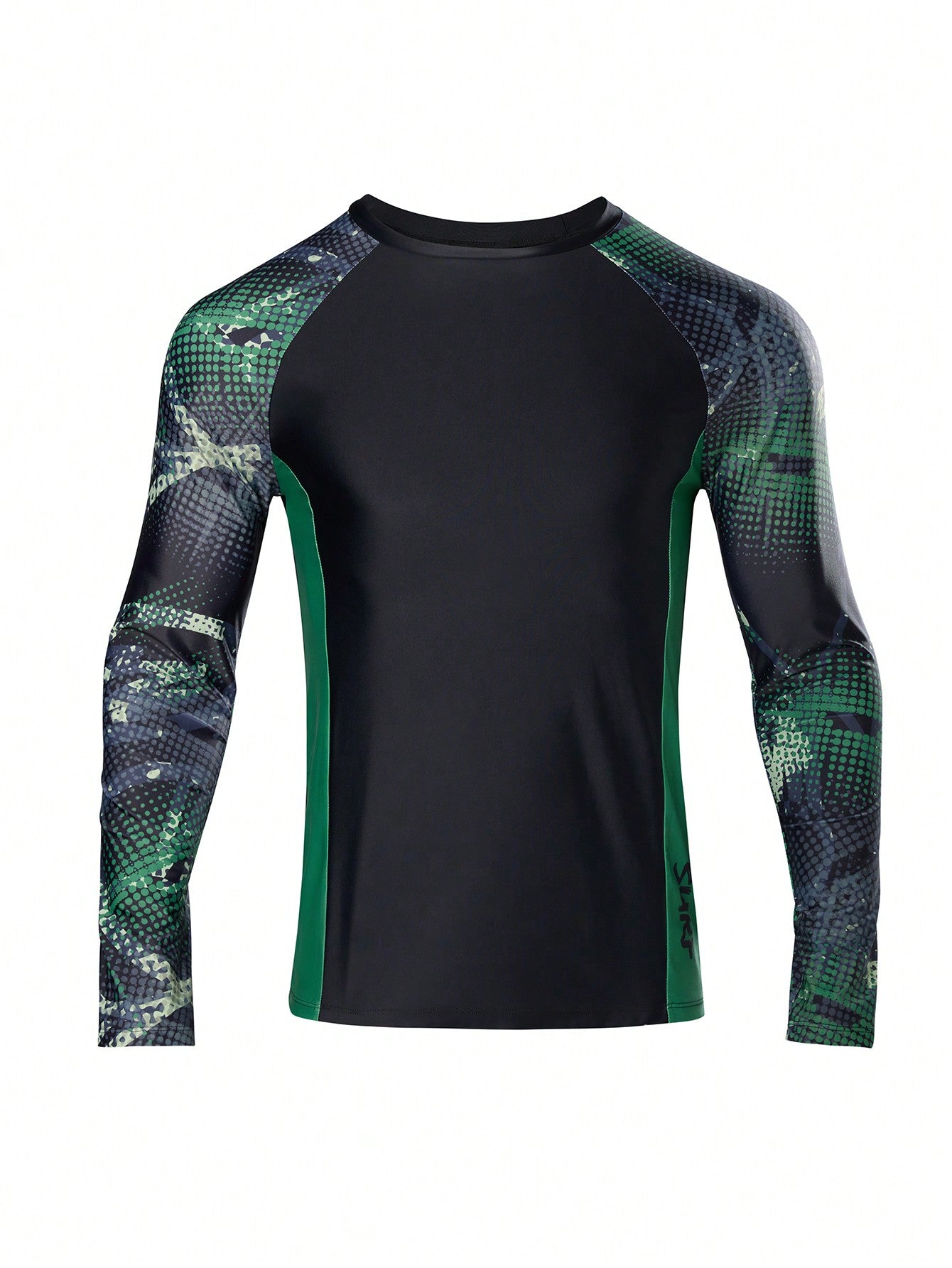 Men's Dot Geometric Print Raglan Sleeve Rash Guard Swimwear Shirt