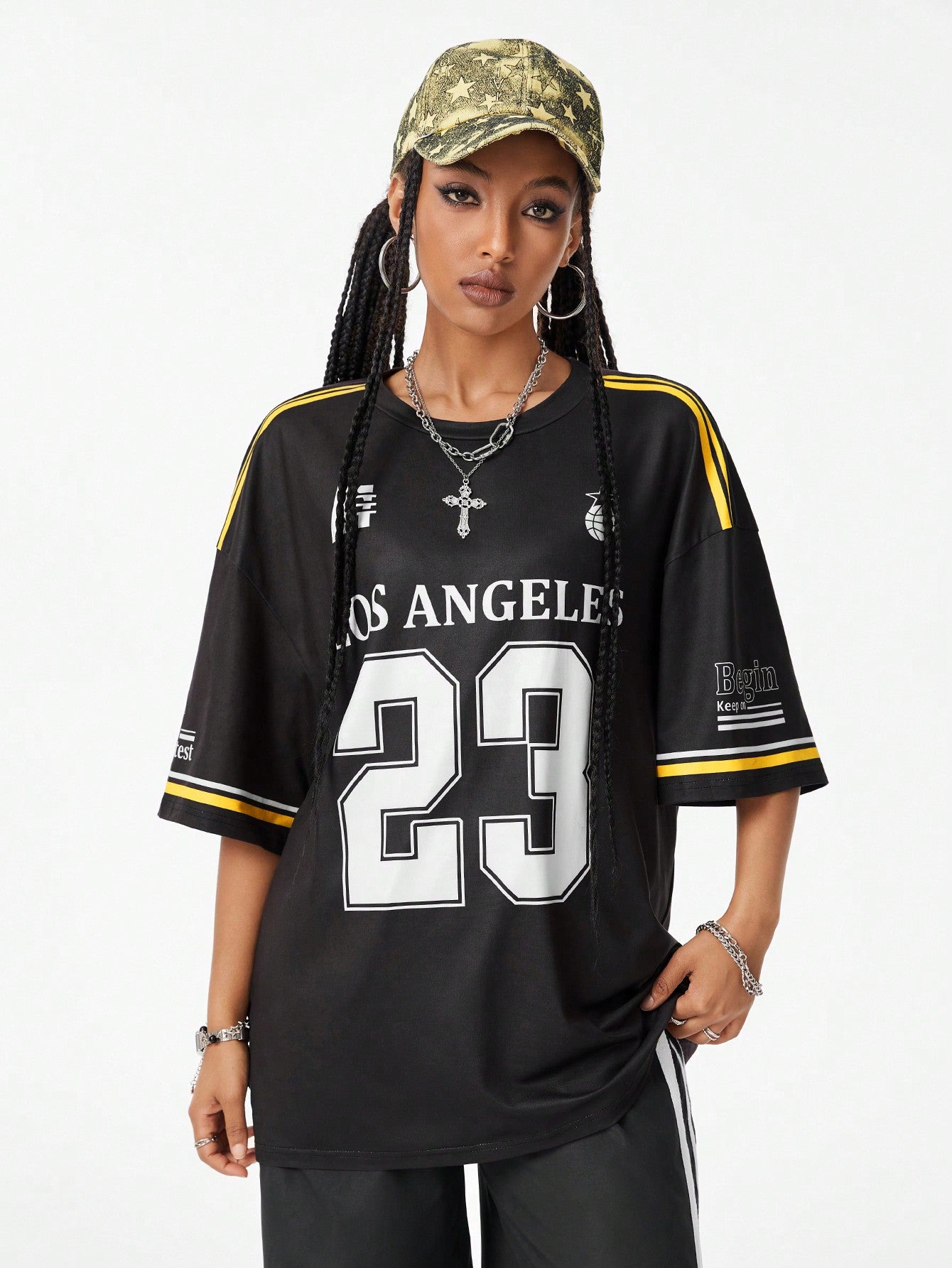 Coolane Women's Streetwear Sportswear Blockcore Sport Graphics Cool And Casual Hip-Hop Oversized Drop Shoulder Portrait Graphic T-Shirt NEVER FORGET WHY YOU BEGAN STAY FOCUSED