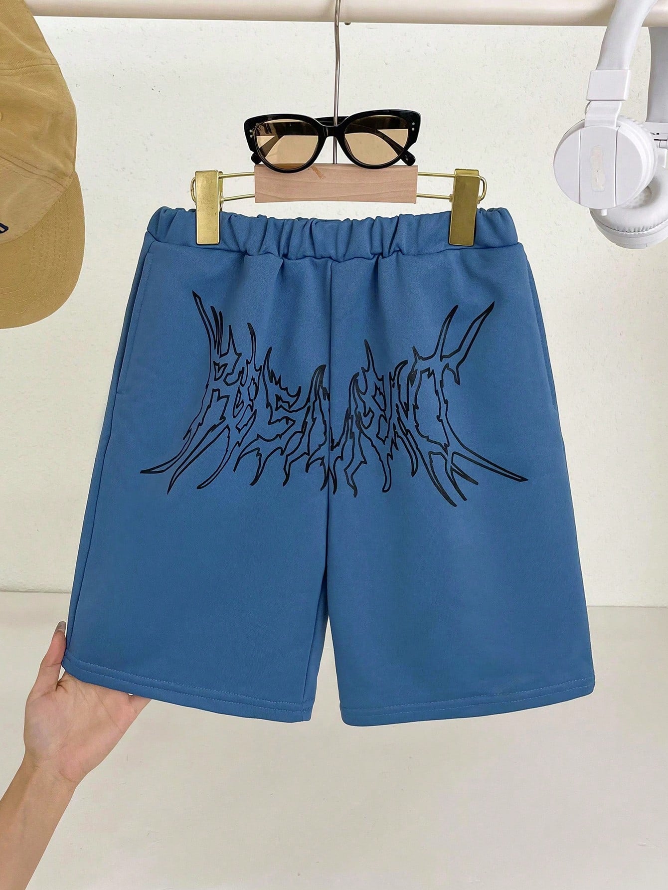 Tween Boy Casual Street Style Printed Loose Knit Shorts