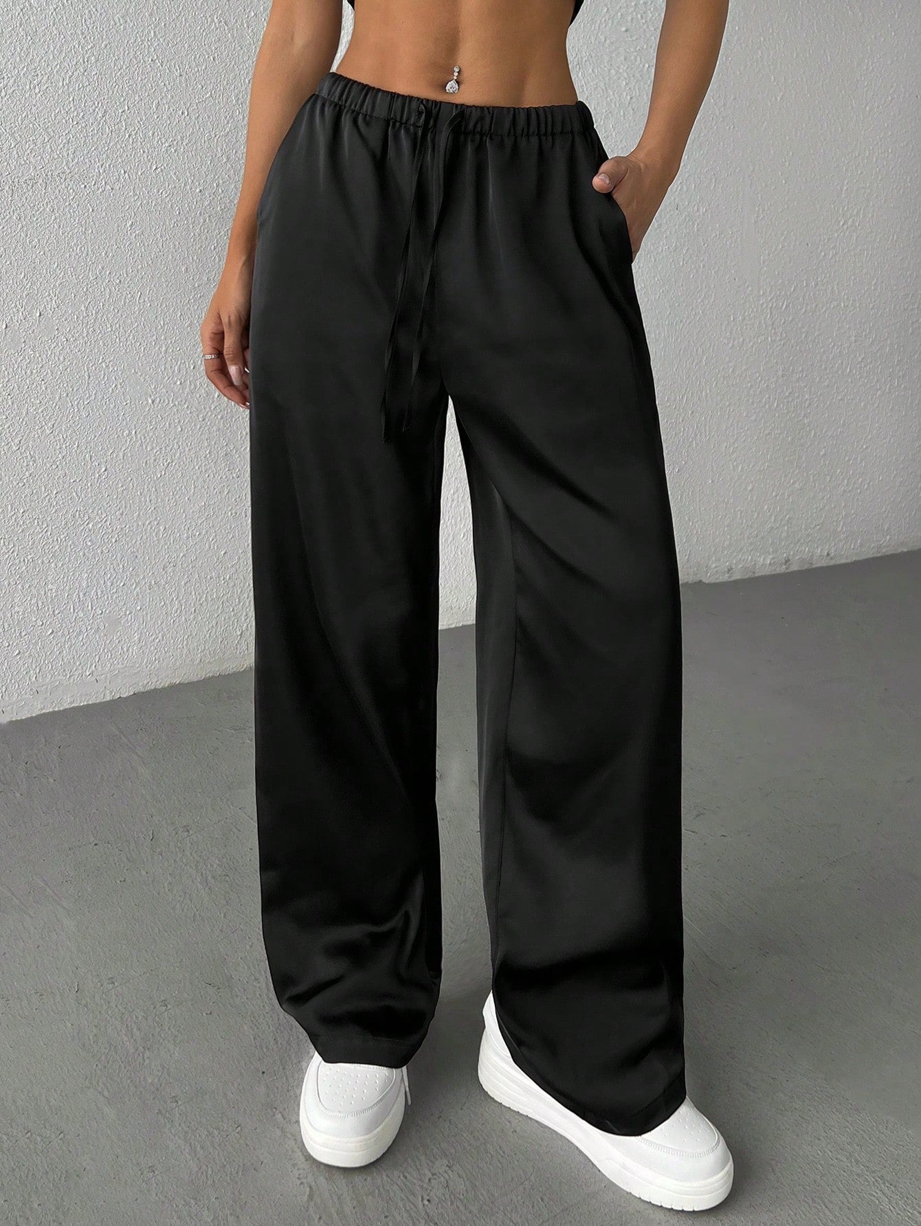 Women's Grey Vertical Stripe Pants