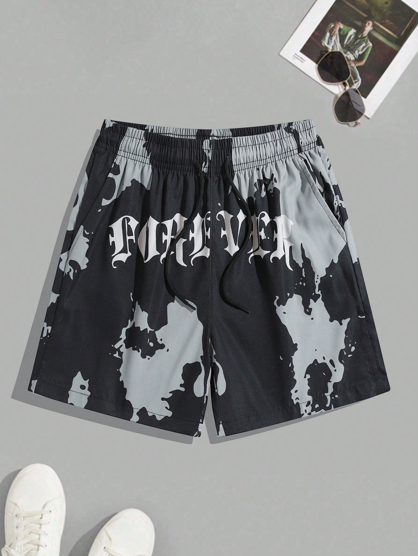 Tween Boys' Casual And Stylish Drawstring Waist Shorts With Color Block, Letter Print, And College Style, Spring/Summer