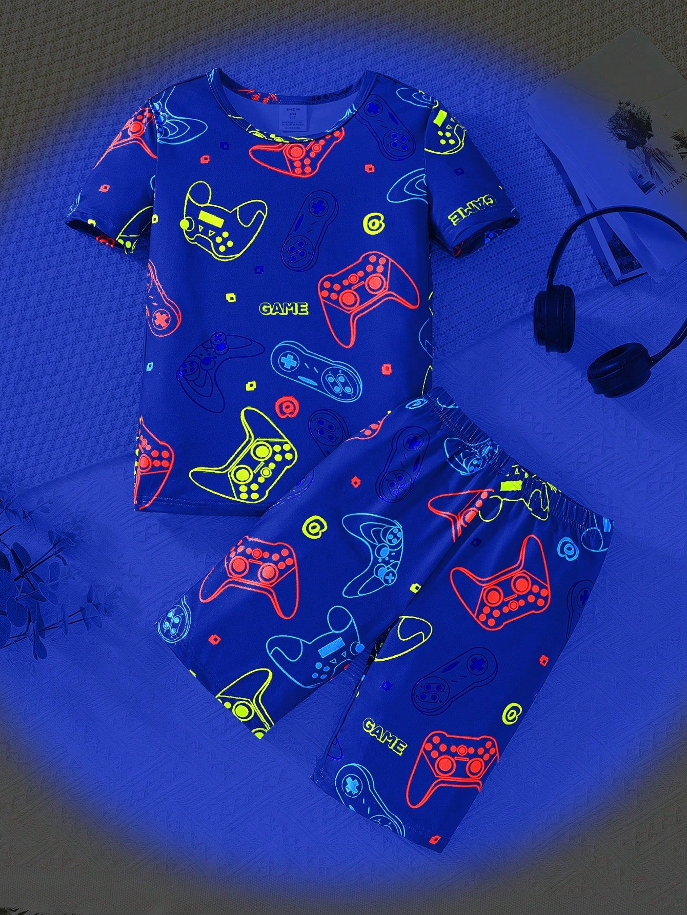 Boy Pajamas - Gamer Print Short Sleeve & Shorts Snug Fit Loungewear