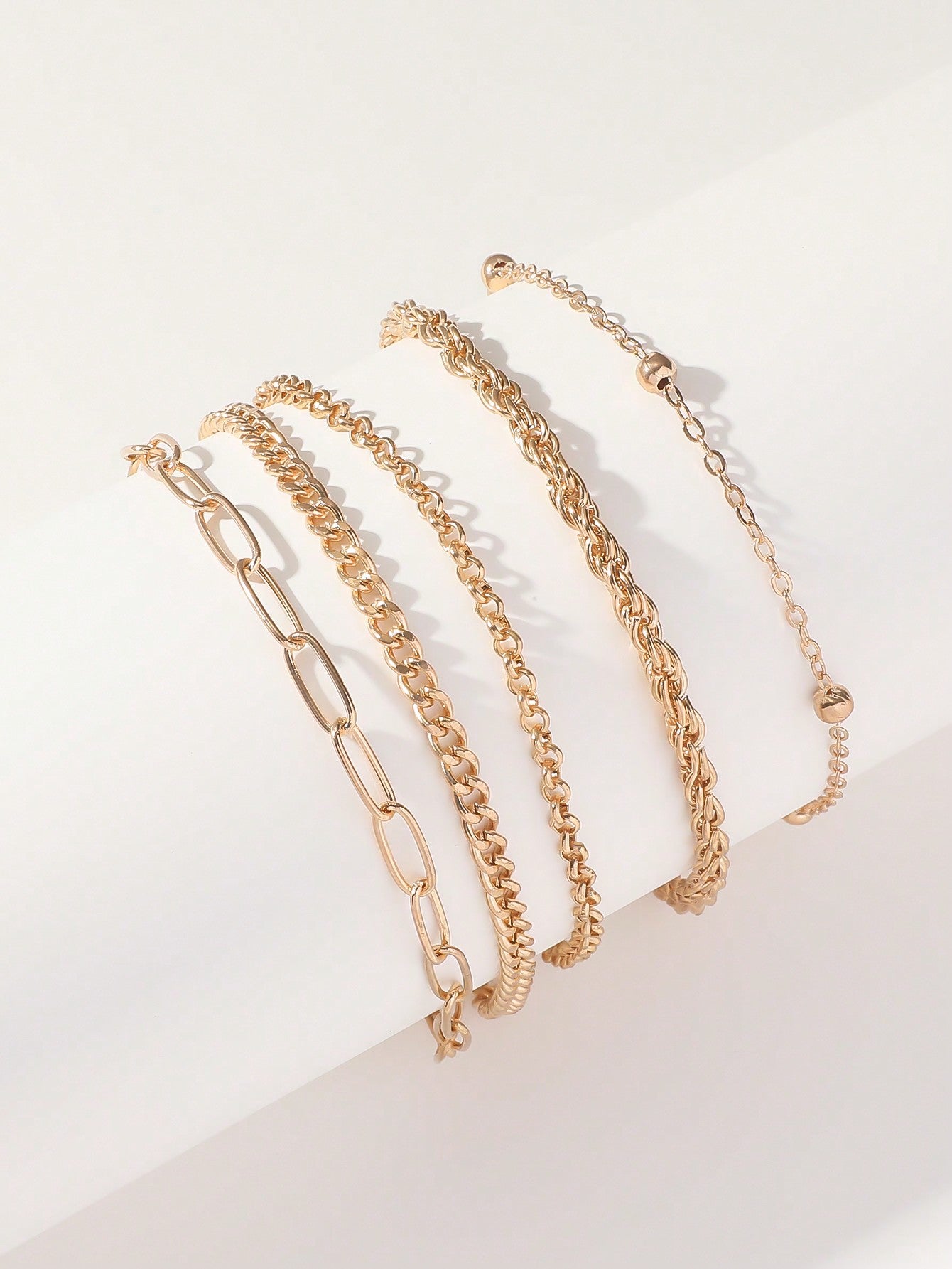 5pcs/Set Simple Gold Color Beach Anklet, Vacation Style Accessory Gift For Friends & Partners