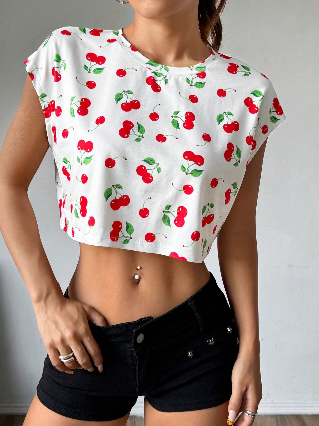 Solid Batwing Sleeve Crop Tee