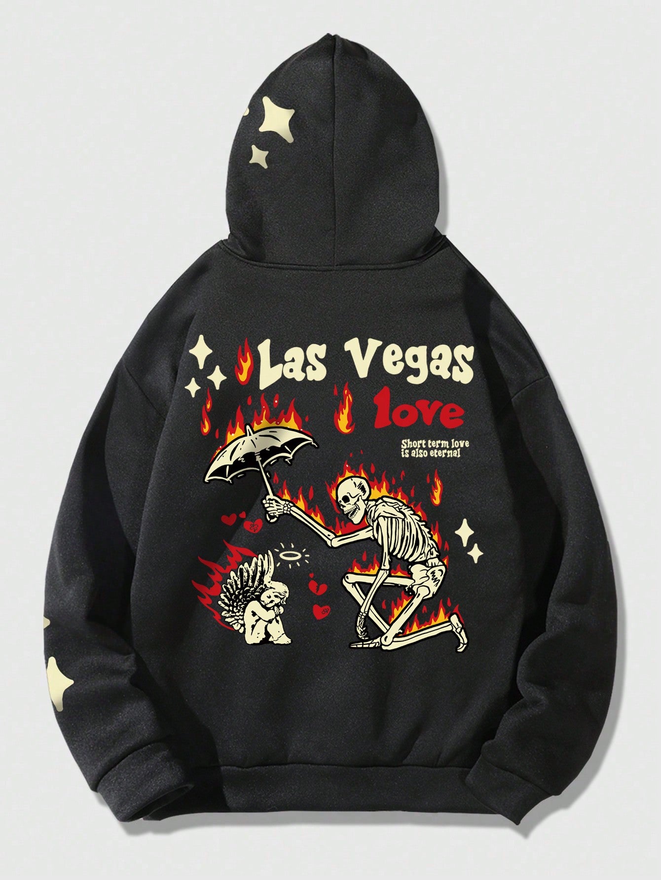 Street Life Men's Hoodie With Letter And Skull Print