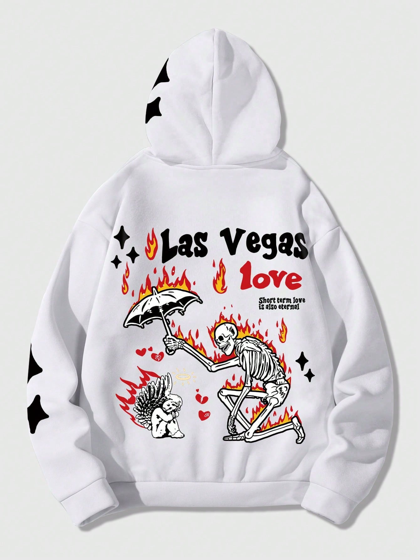 Street Life Men's Hoodie With Letter And Skull Print