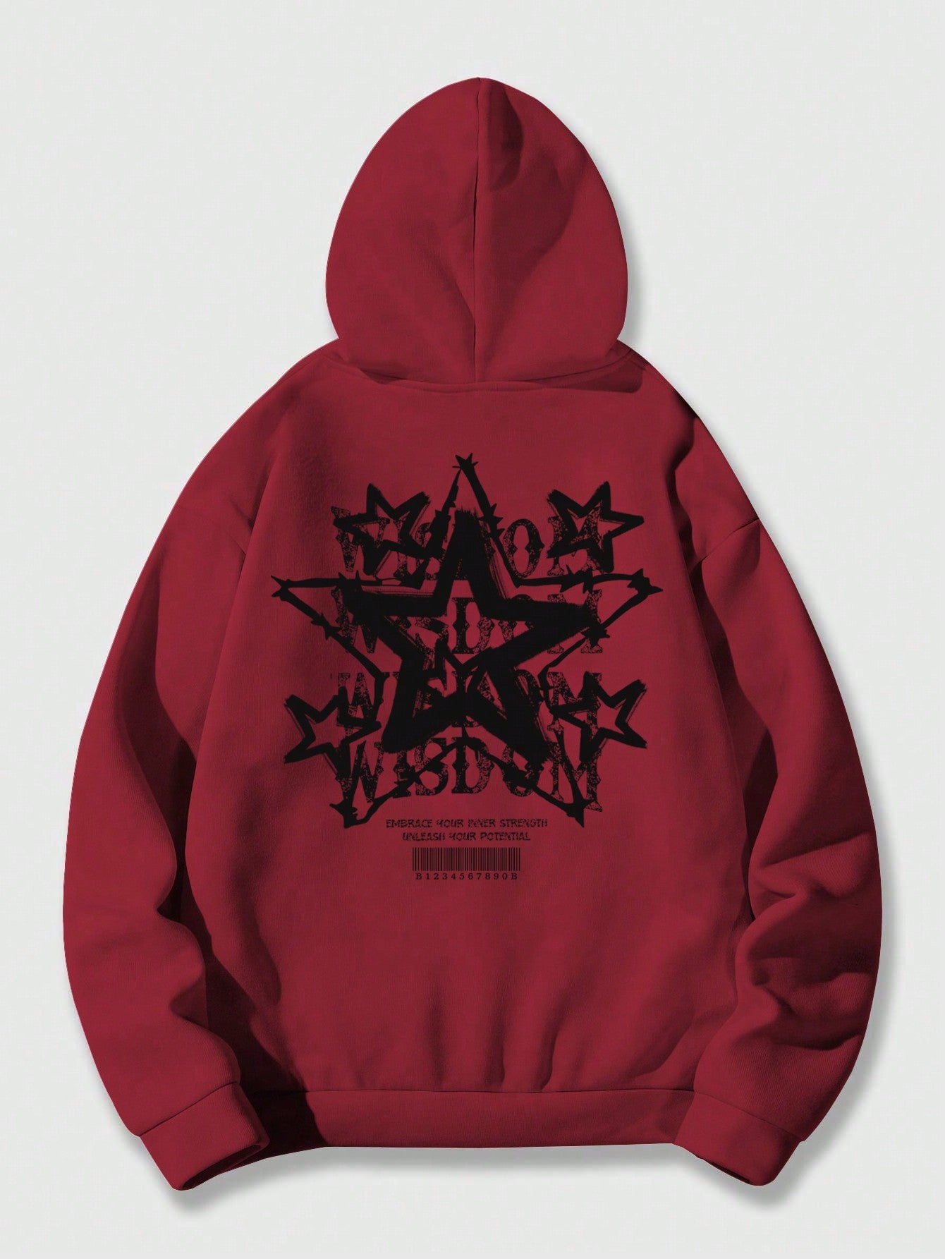 Street Life Men's Street Style Five-pointed Star Print Fleece Hoodie For Daily Wear In Spring, Autumn And Winter