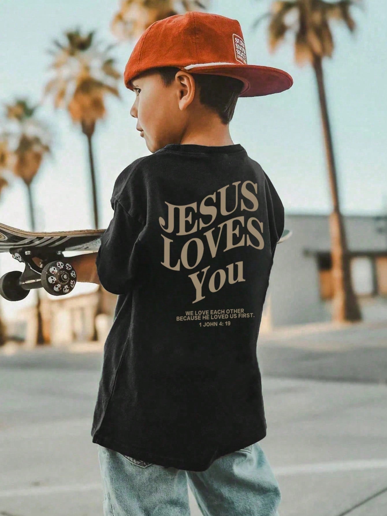 Young Boy Casual Slogan Printed Round Neck Short Sleeve T-Shirt, Summer