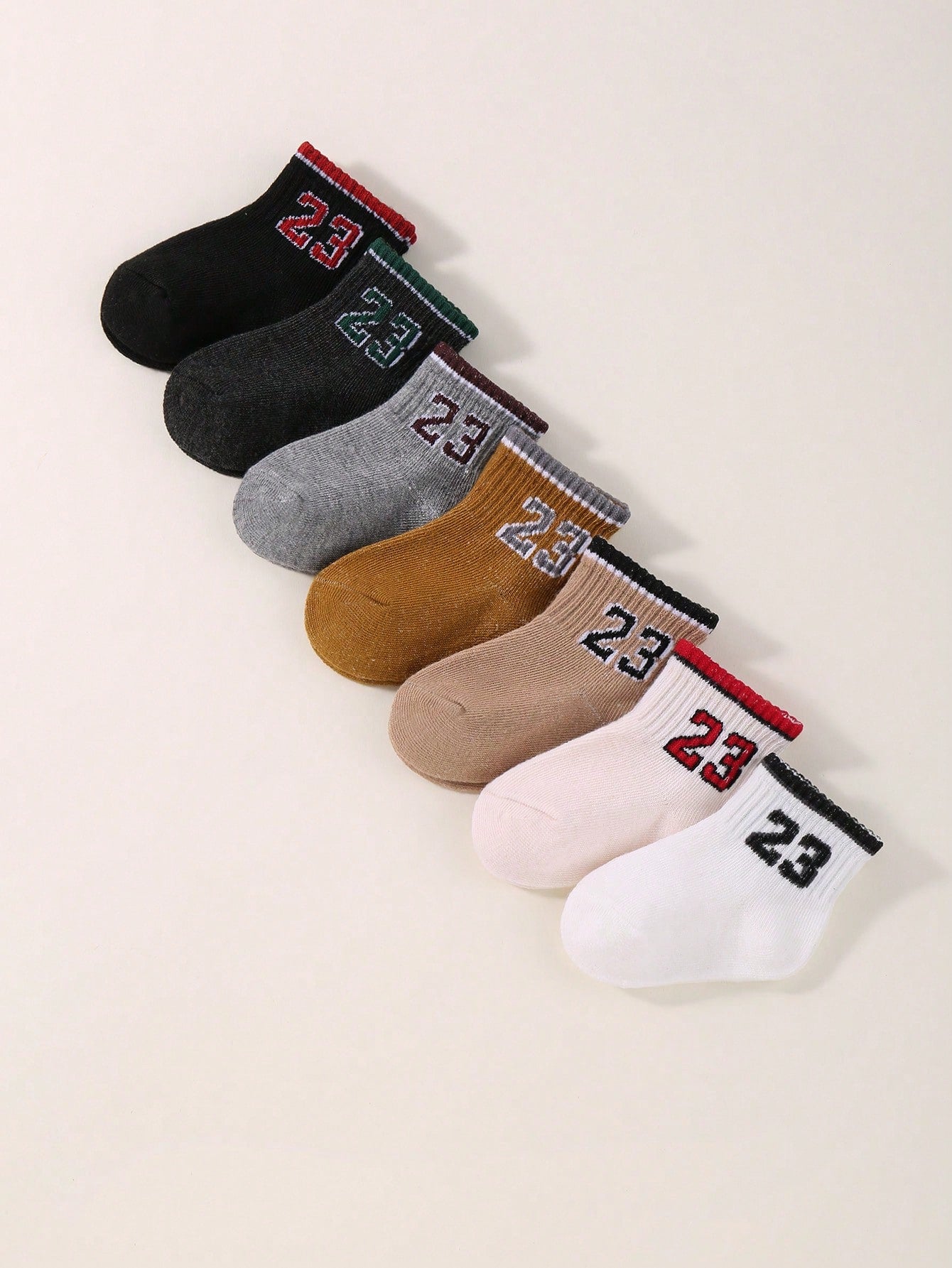 7 Pairs Of Baby Solid Color Stretch Socks Unisex Toddler All Seasons Breathable Casual Socks