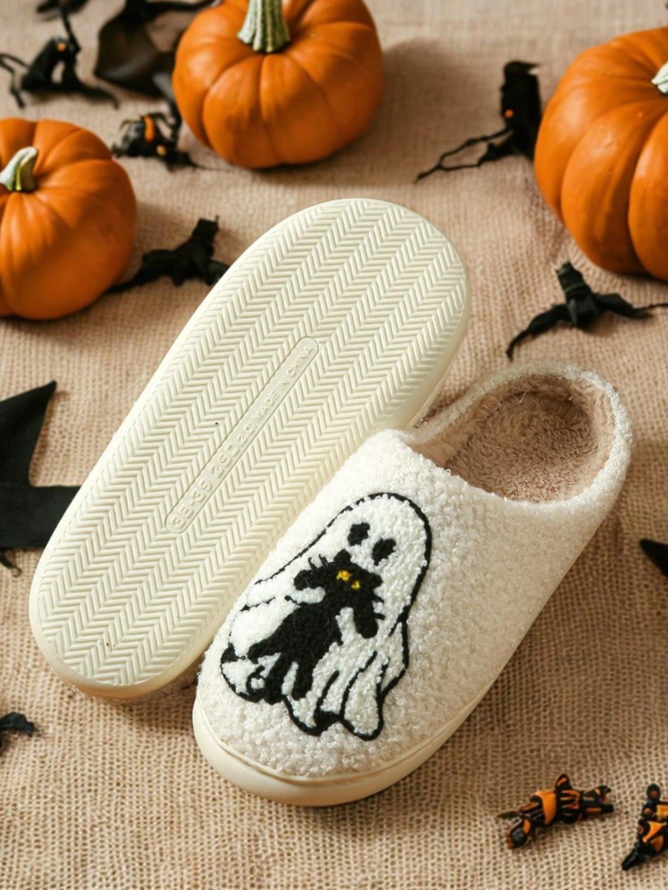 New Halloween Limited Edition Funny Scary Ghost Cat Couples Men's And Women's Slippers