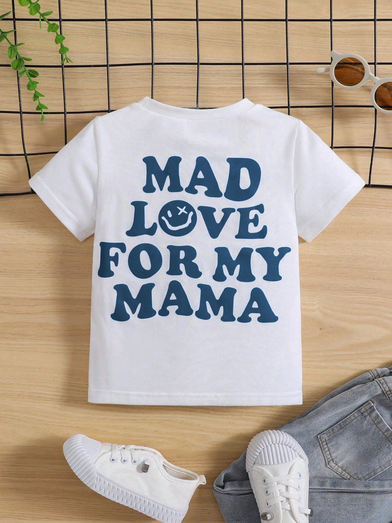 Boys' Loose And Comfortable T-Shirt With Parent-Child Slogan Expressing Love To Mom, Cute Style, Suitable For School, Parties, Outdoor And Sports, For Boys Aged 4-7