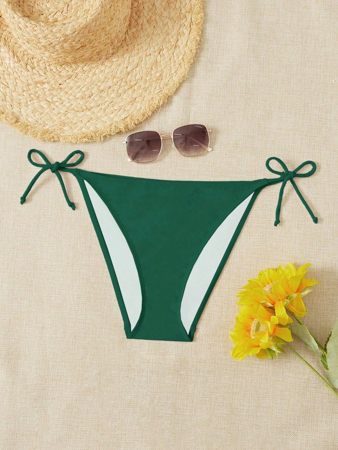 Swim Summer Beach Plain Tie Side Bikini Bottom