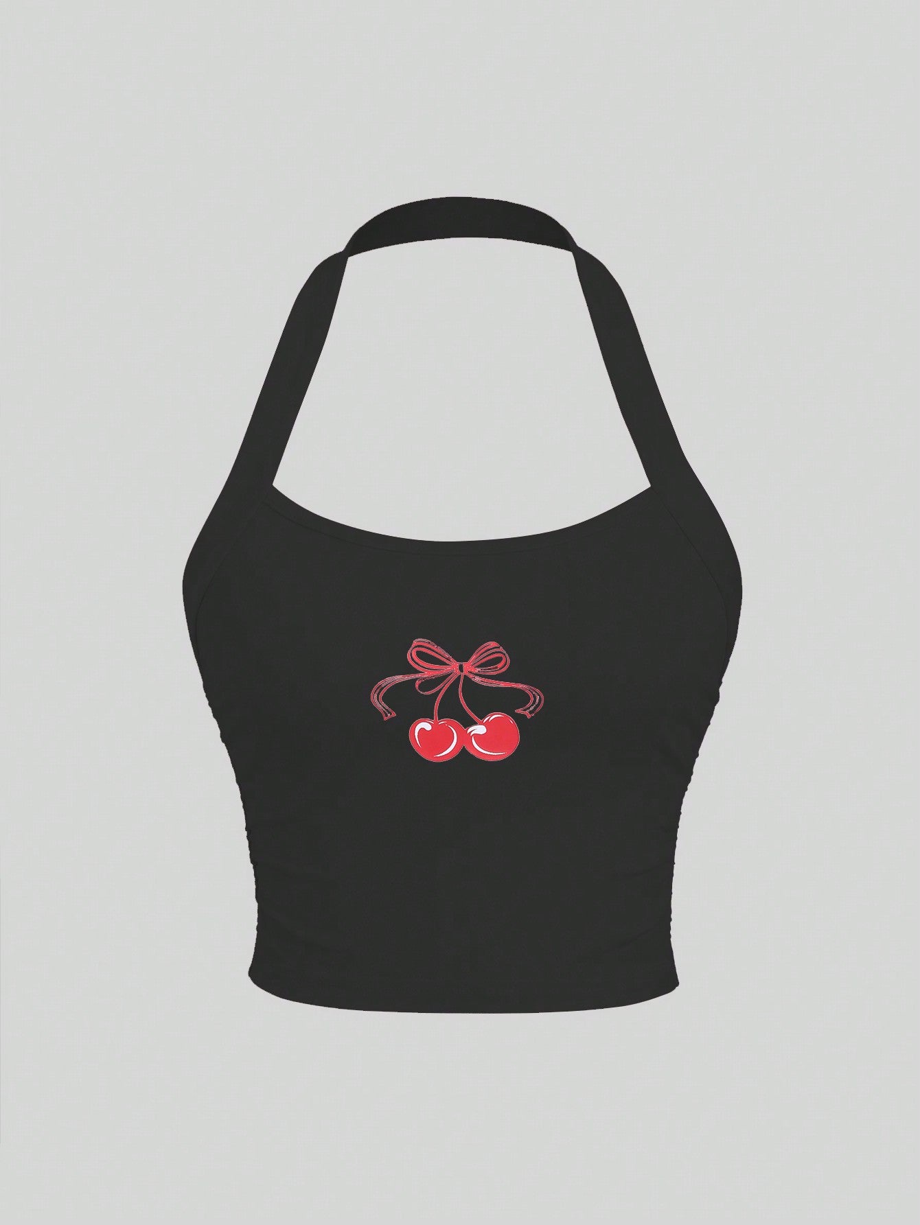 Summer Casual Cherry Print Halter Top