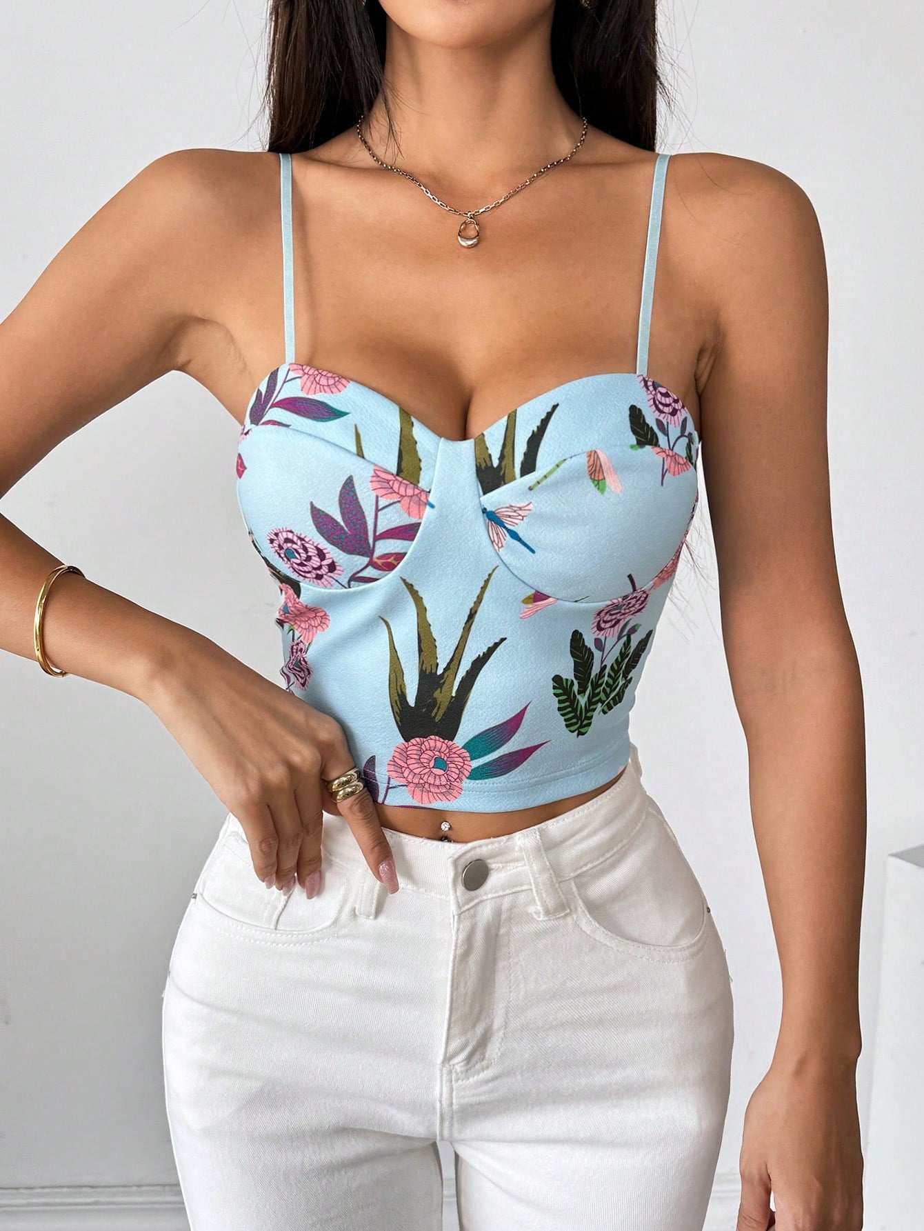 Women Camisole Top Floral Print Cami Top