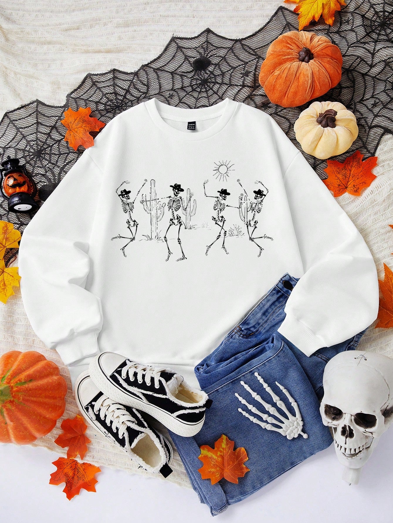 Casual Blue Star Print White Round Neck Long Sleeve Oversize Loose Women's Sweatshirt With Applique Each Star Is Unique And Shines Brightly Eternal Light