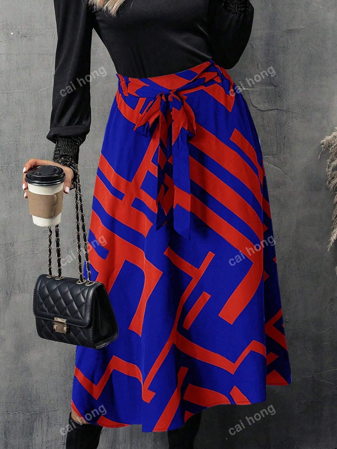 Women's Spring/Summer Casual Colorblock Print Skirt