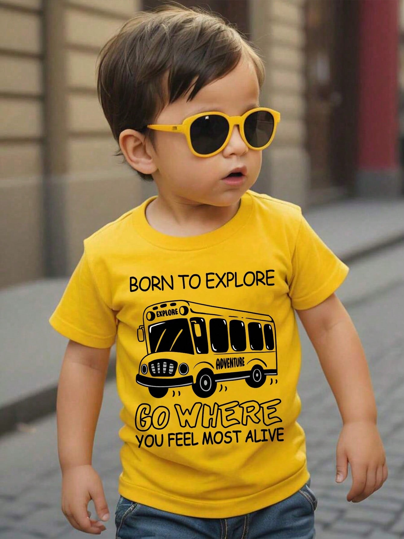 Young Boy Casual Simple Letter Print Round Neck Short Sleeve T-Shirt, Suitable For Summer