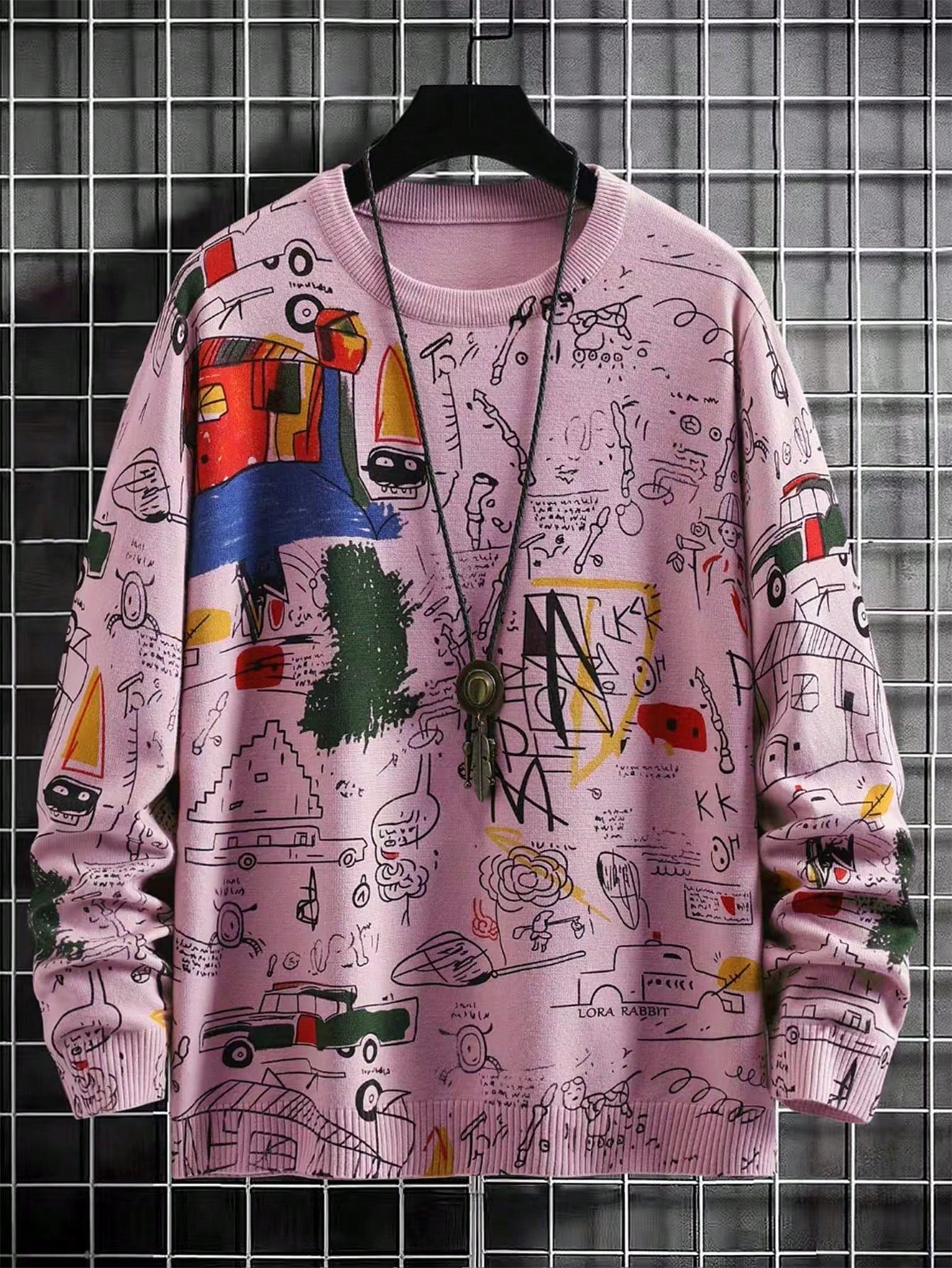 Men Graffiti Print Sweater