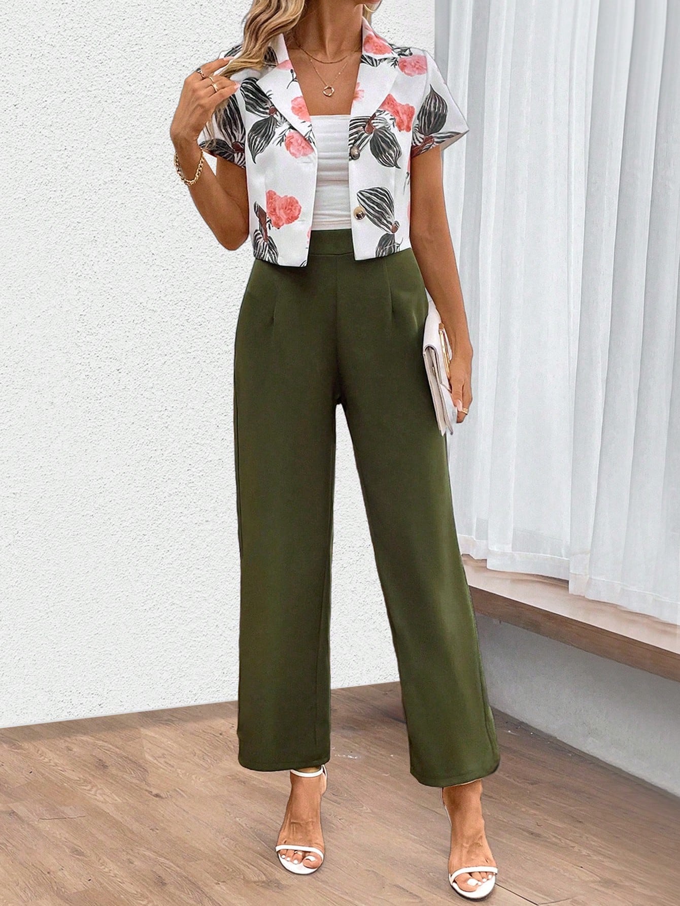 Casual Solid Color Double Breasted Vest And Long Pant Suit Set For Summer