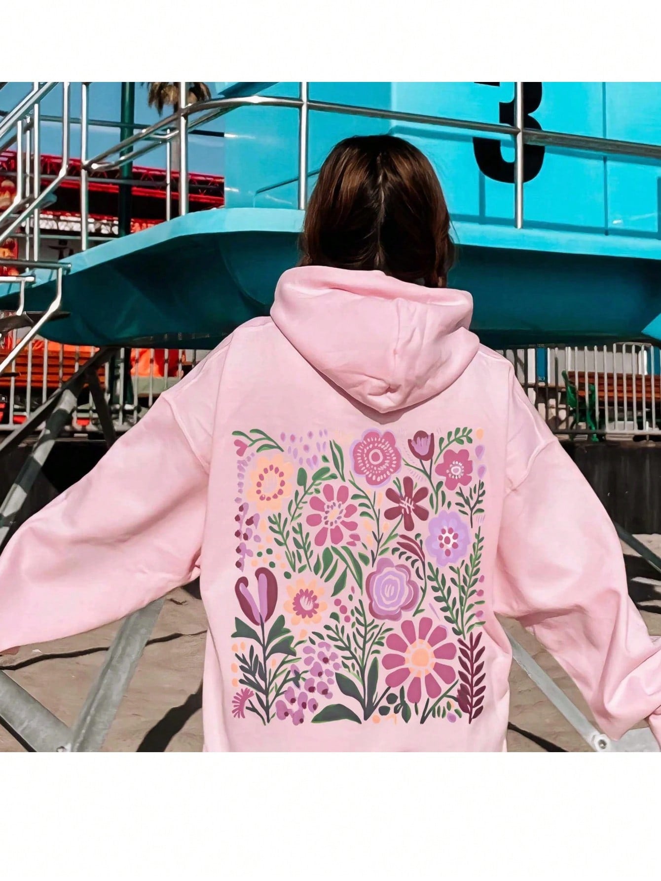 Pink Flower Hoodie, Cute Hoodie, Artistic Hoodie, Plant Hoodie, Nature-Themed Hoodie, Cottagecore Hoodie, Granola Girl Bohemian Style Hoodie, Plant Hoodie