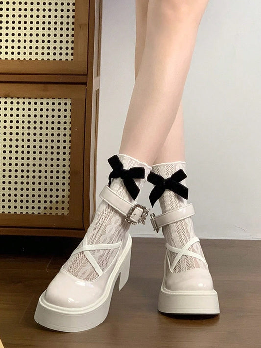 2024 Spring/Summer New Retro Thick Soled High Heel Mary Jane Shoes For Women