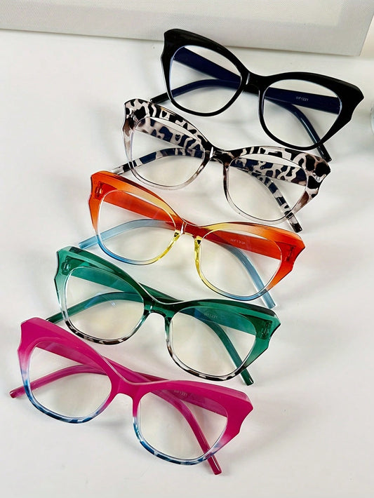 1pc Full-Frame Cat-Eye Glasses, Transparent Frame, Anti-Blue Light, Minimalist & Fashionable, Suitable For Daily Wear