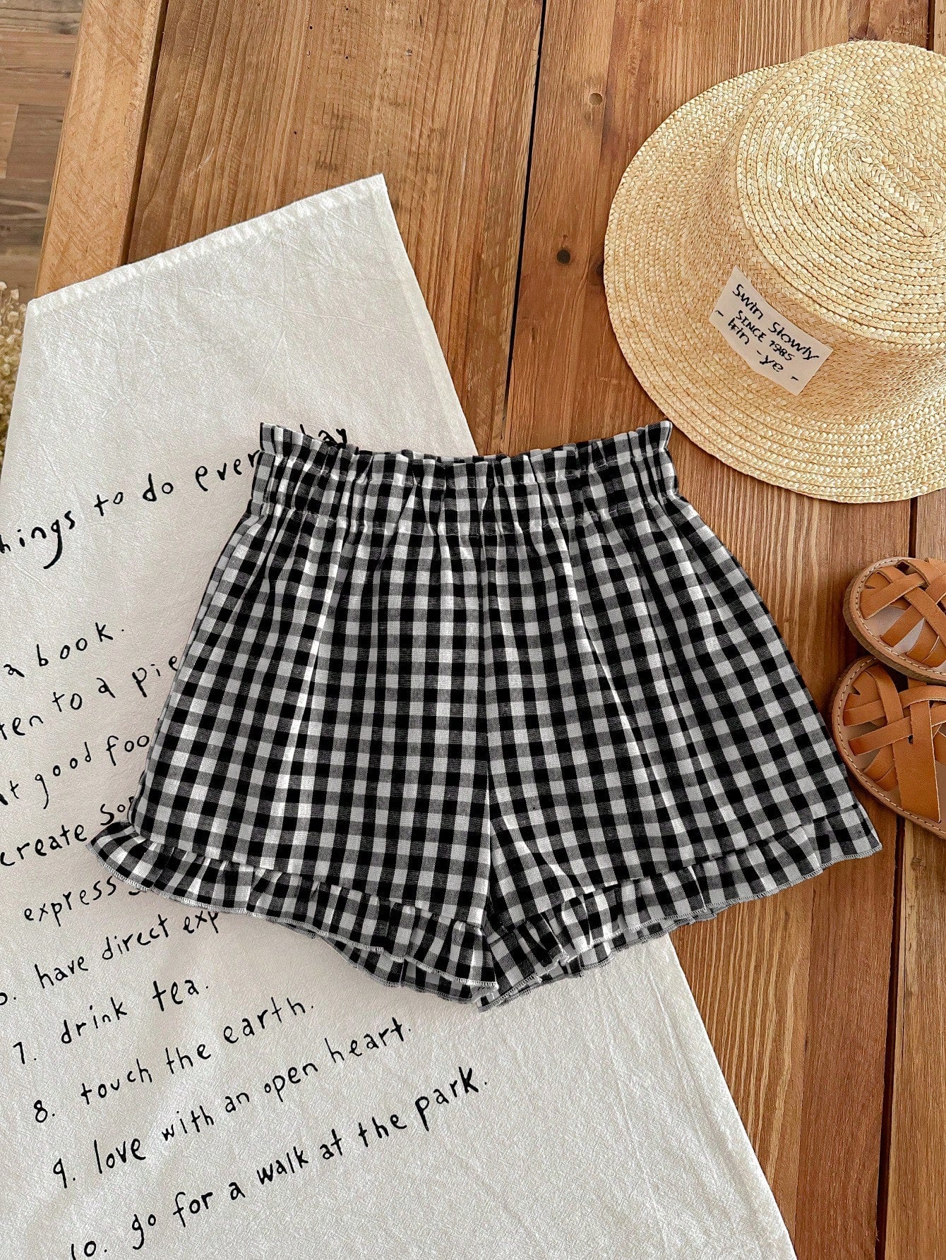 Young Girl's Loose Fit Casual Plaid Woven Shorts