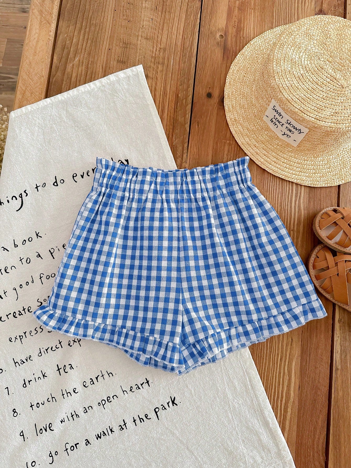 Young Girl's Loose Fit Casual Plaid Woven Shorts