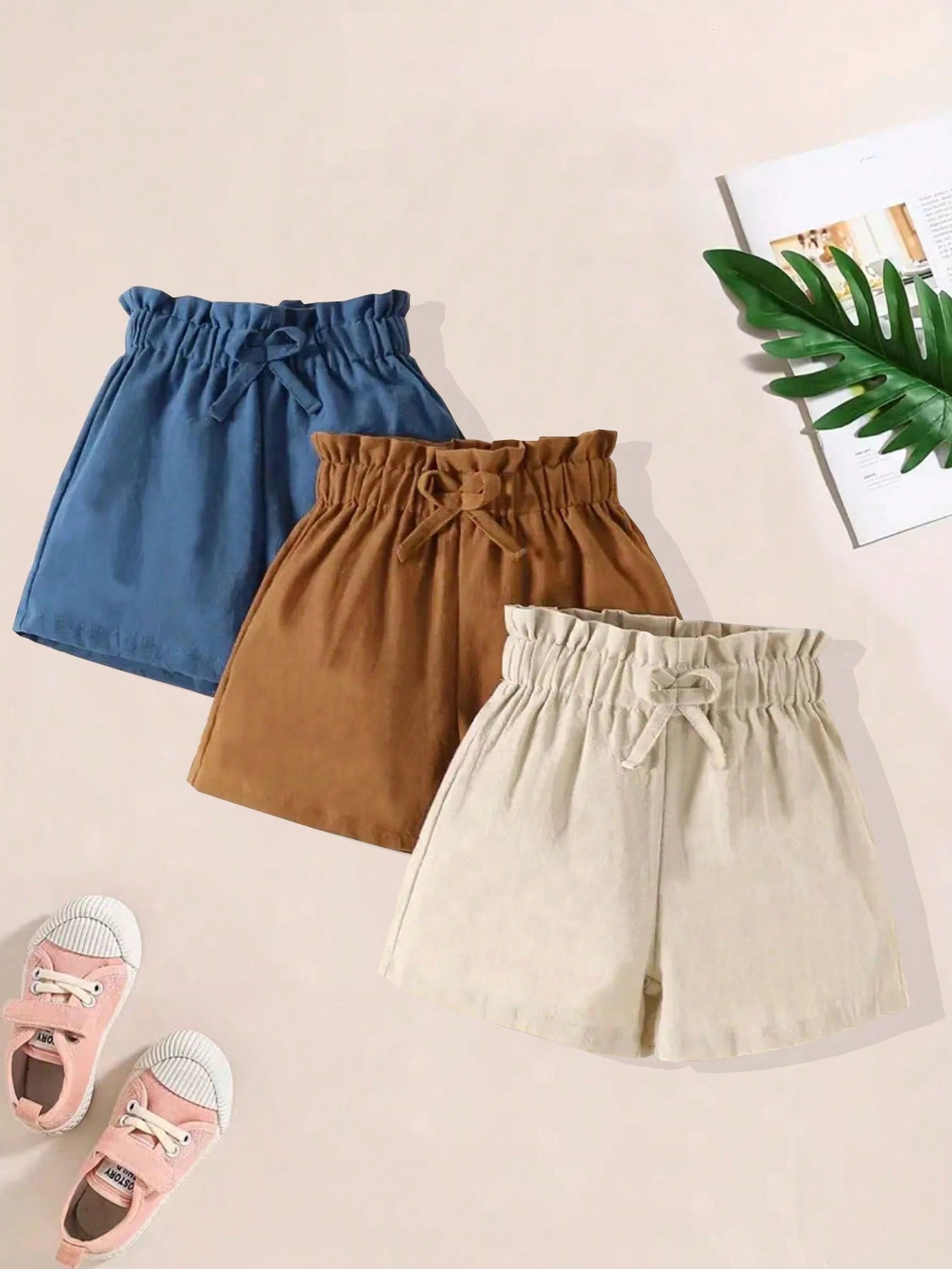 3pcs Boys' Fashionable Shorts Set, Suitable For Spring, Summer, And Autumn Seasons