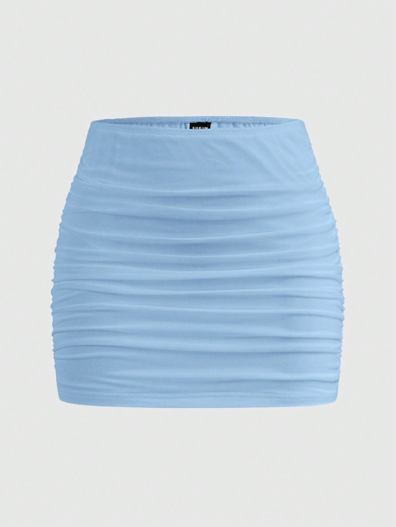 Summer Mesh Double Layer Ruched Flared Mini Skirt