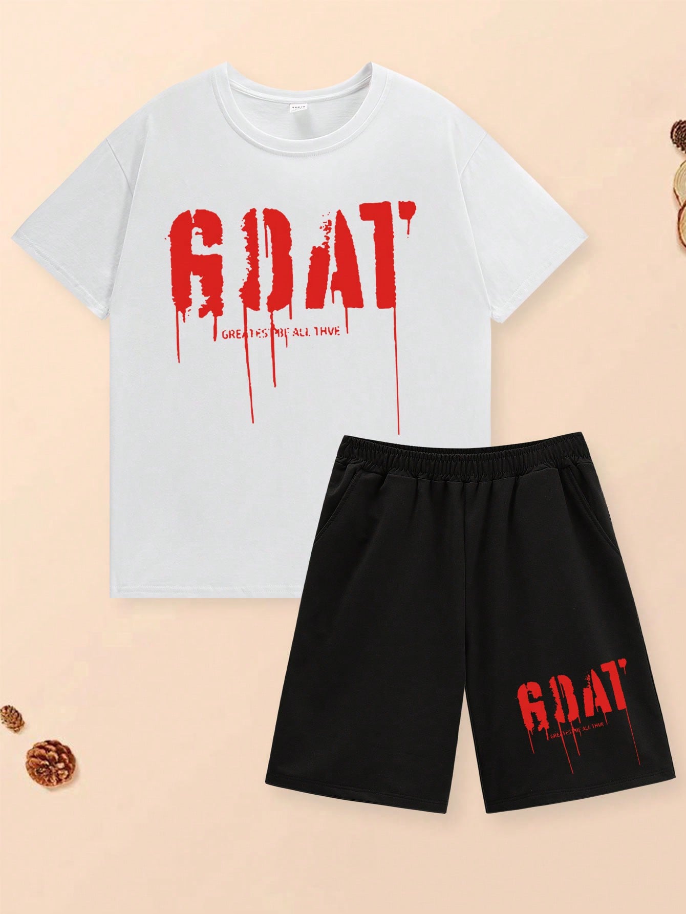 2pcs/Set Tween Boy 2024 Spring New Cool Streetwear Printed Short Sleeve T-Shirt And Shorts/Sports Pants Outfit