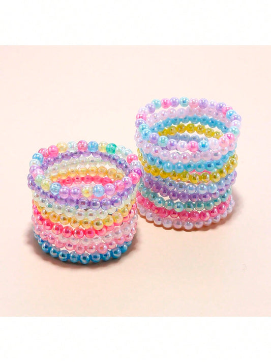 17pcs Random Color Mermaid Beaded Bracelets Jewelry Set For Girls