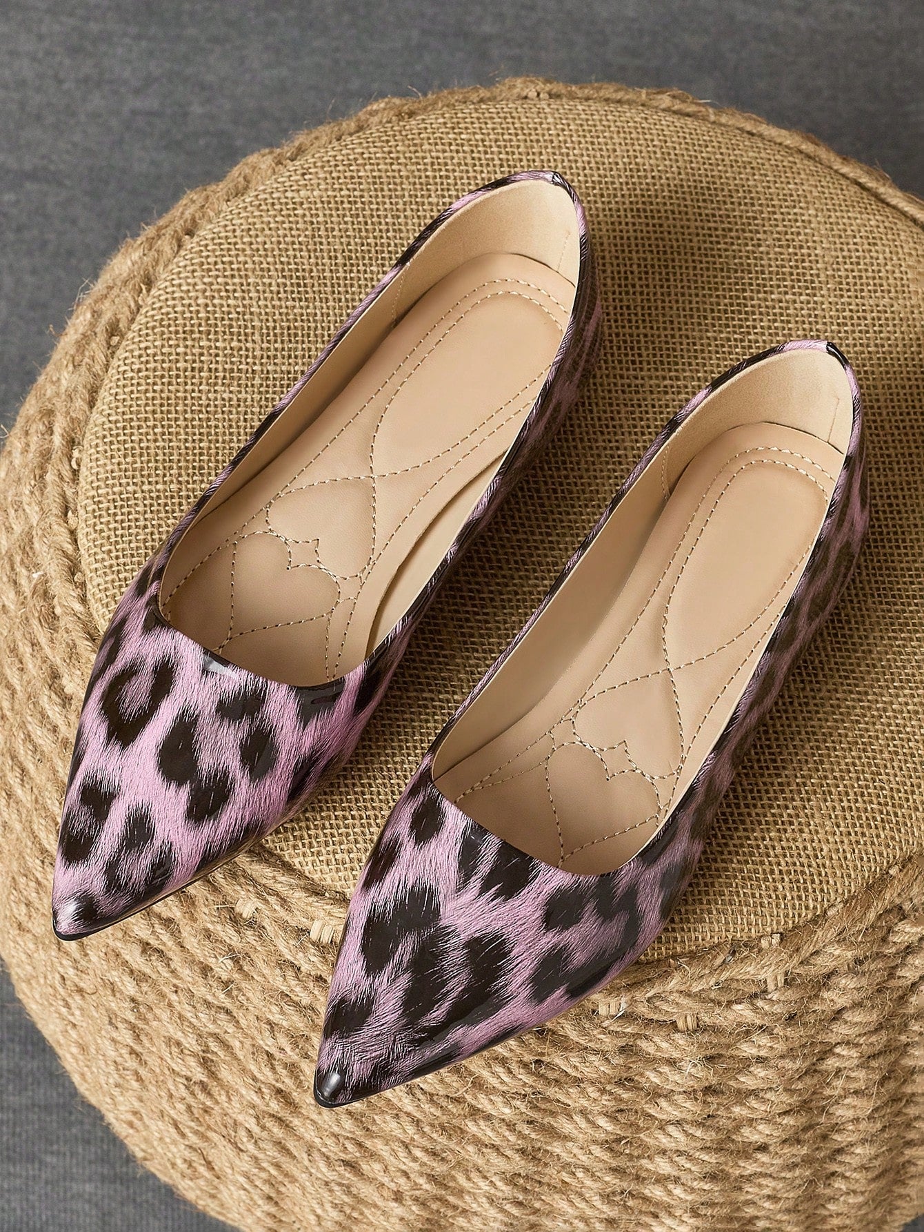 Women's Pointy Toe Flat Casual Leopard Print Slip-On Shoes, Spring Summer Autumn Daily, Party, Versatile