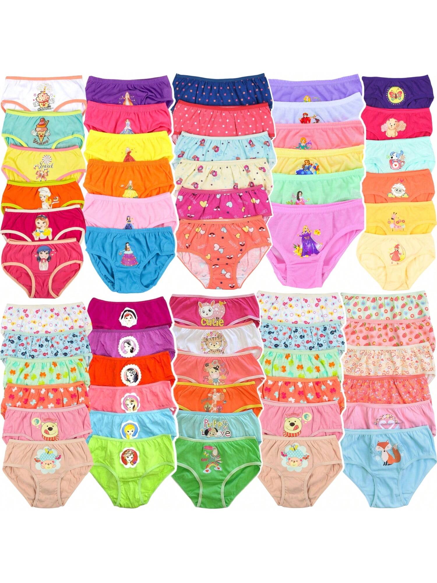 ToBeInStyle Girl's Multi-Item Pack Of Randomly Assorted Print Cotton Bikini Panties