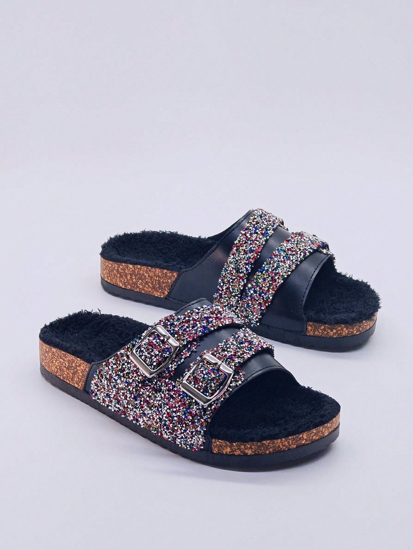 New Glitter Slip-On Sandals, Women's Flat Beach Slides, Home Casual Slippers