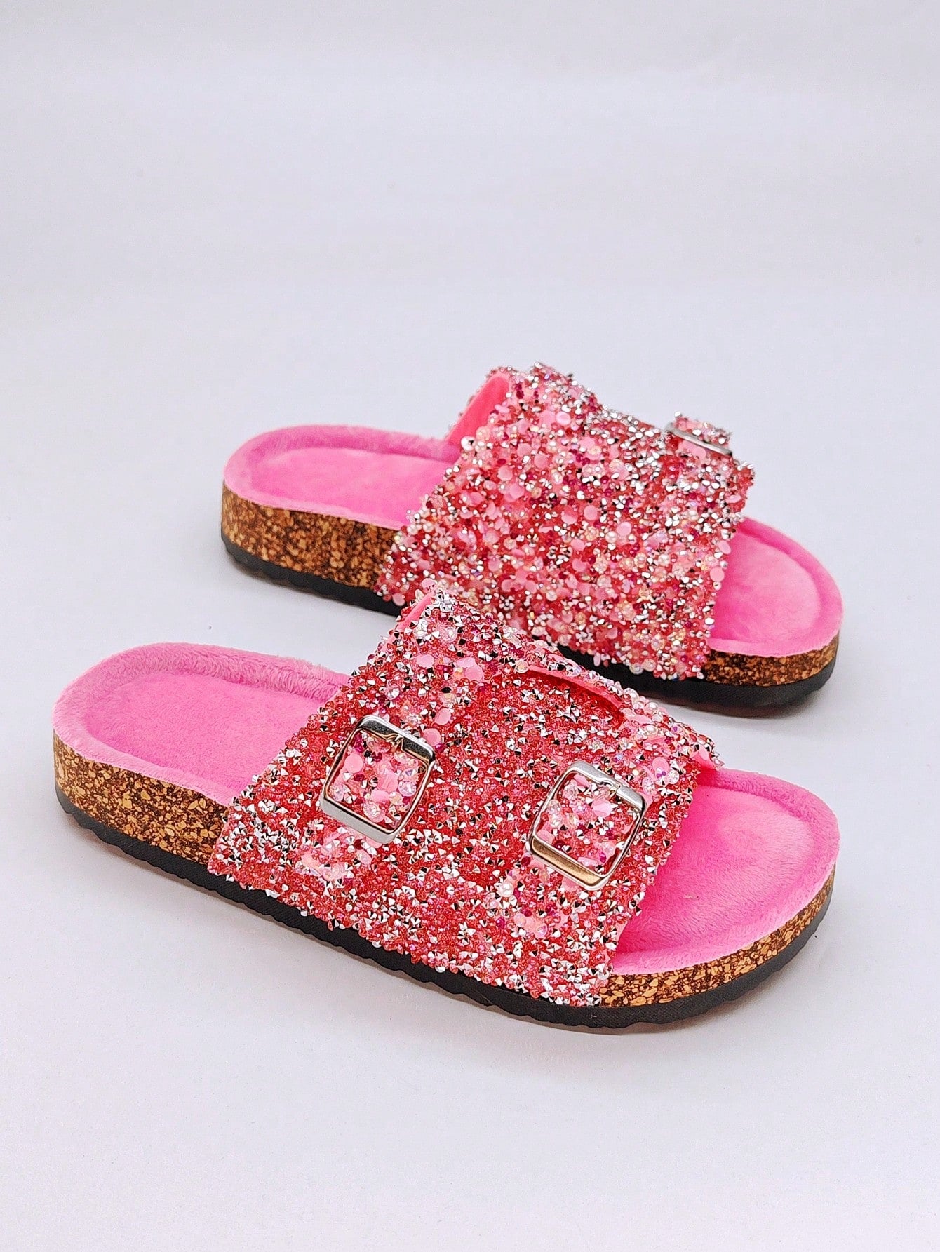 New Glitter Slip-On Sandals, Women's Flat Beach Slides, Home Casual Slippers