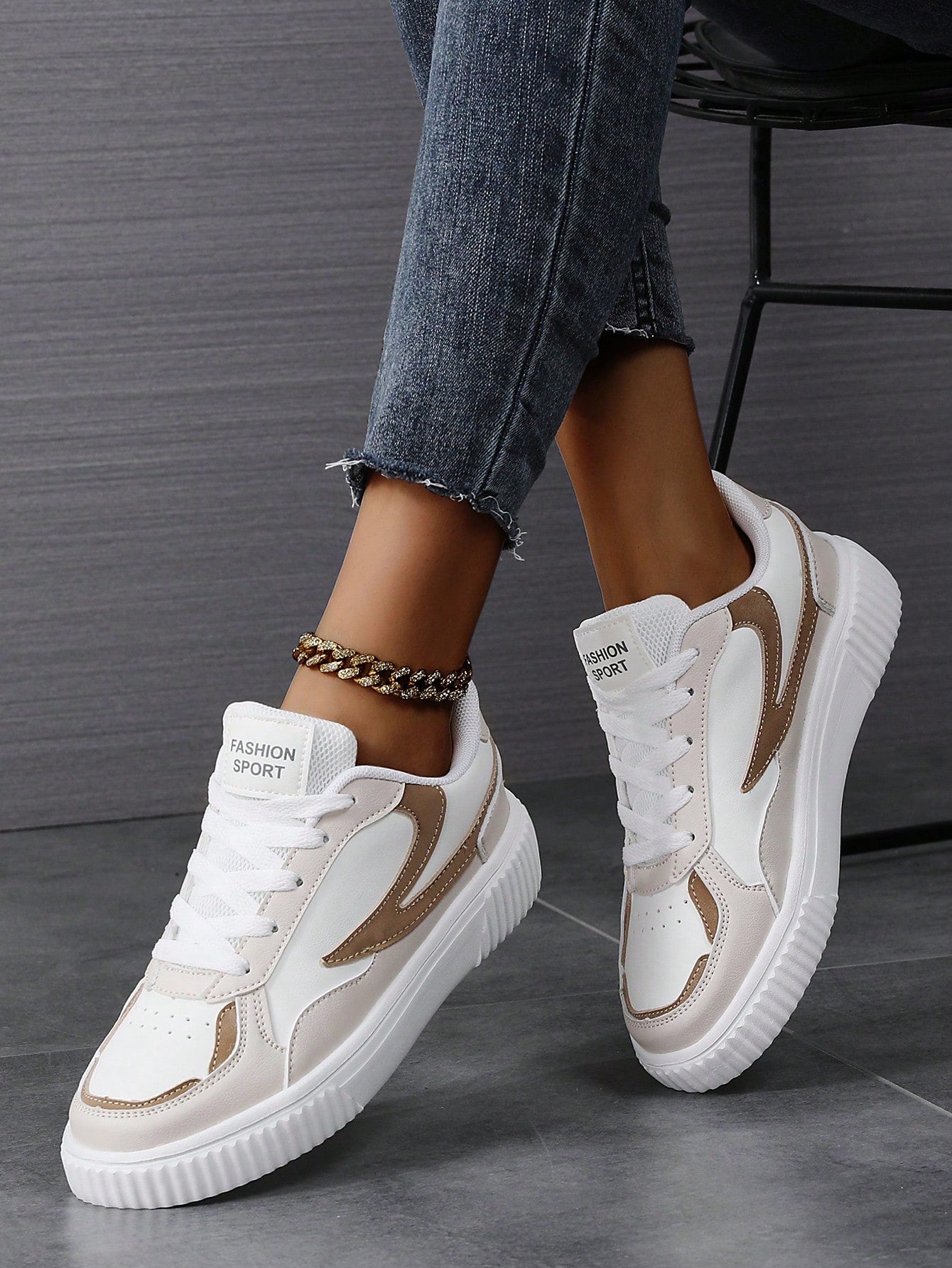 Fashion Casual Women Sneakers, Lace Up Lightweight Platform Casual Flats Shoes For Women, Versatile Low-Top Sporty Trainers Shoes Woman