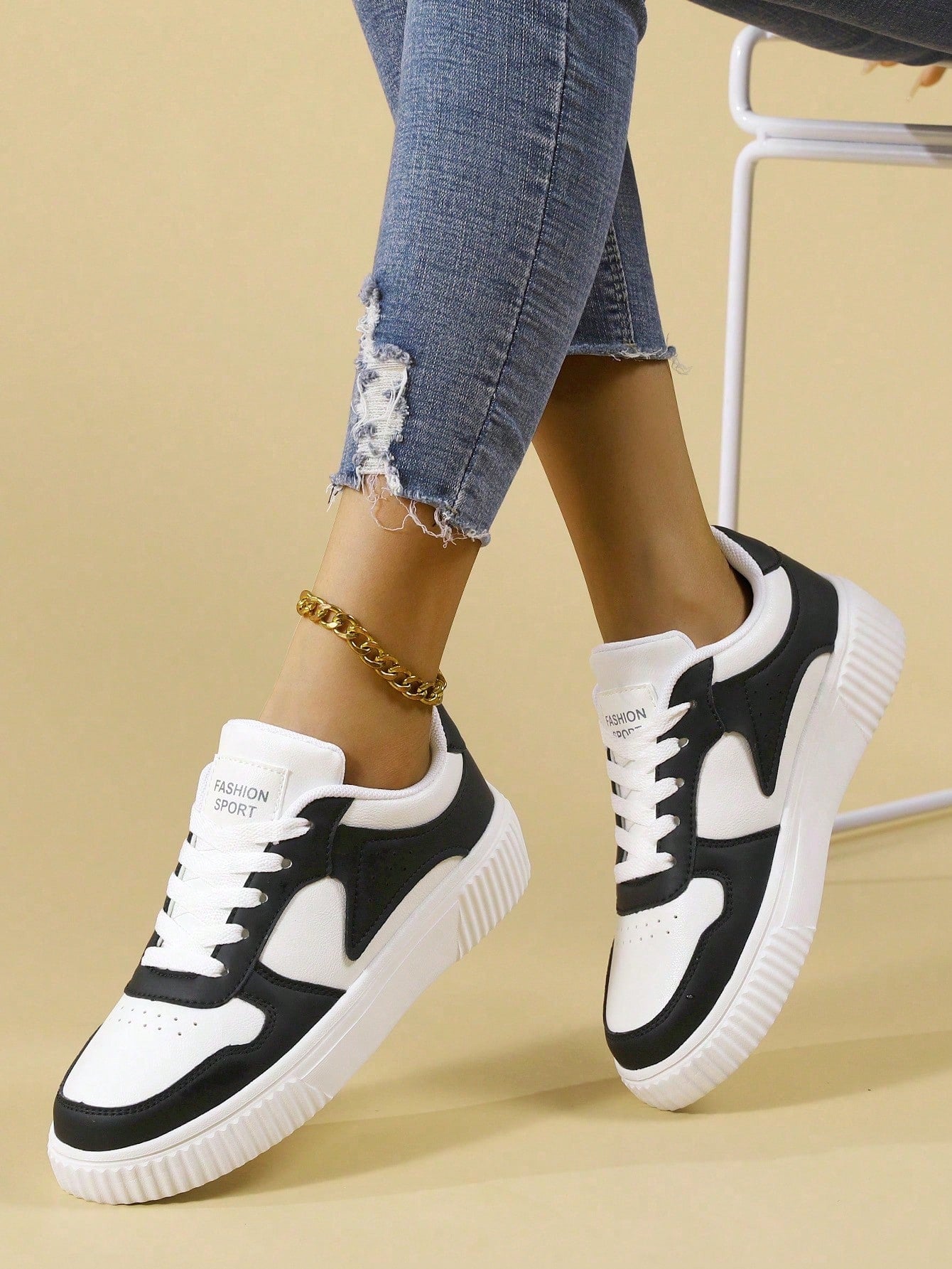 Fashion Casual Women Sneakers, Lace Up Lightweight Platform Casual Flats Shoes For Women, Versatile Low-Top Sporty Trainers Shoes Woman