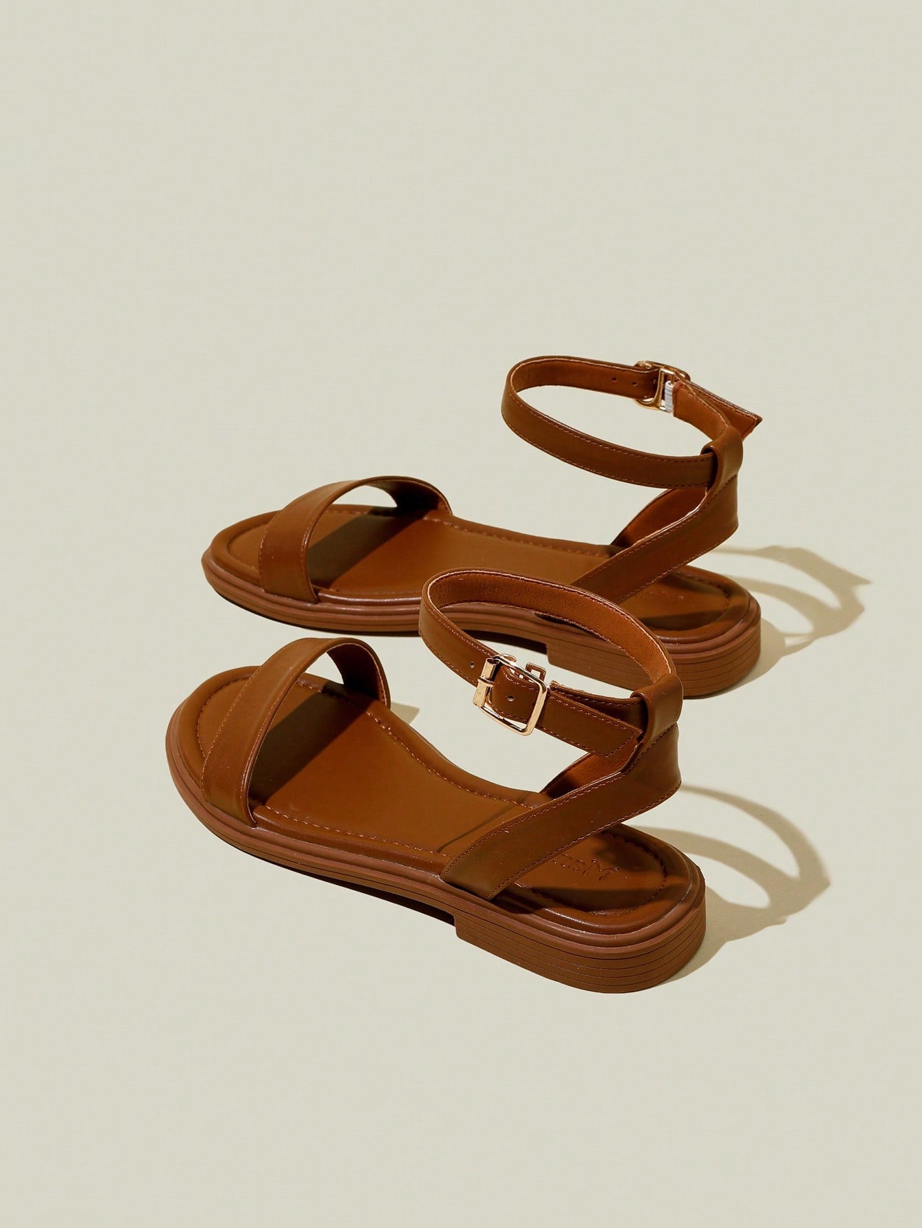 Women's Flat Sandals With Open Toes And Ankle Strap, Summer Soft Bottom Sandals With Buckle